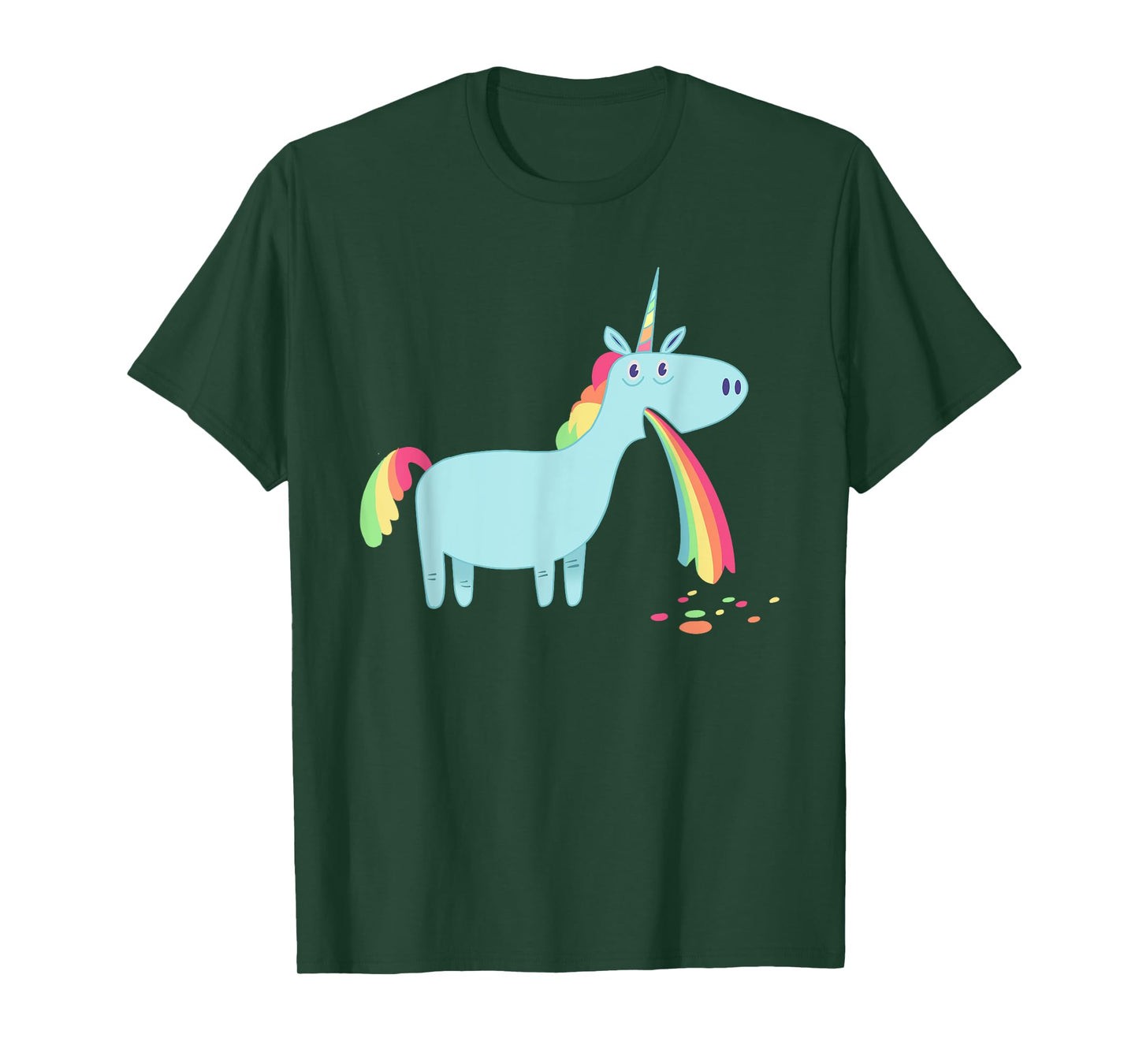Unicorn vomiting rainbow spew graphic t-shirt T-Shirt