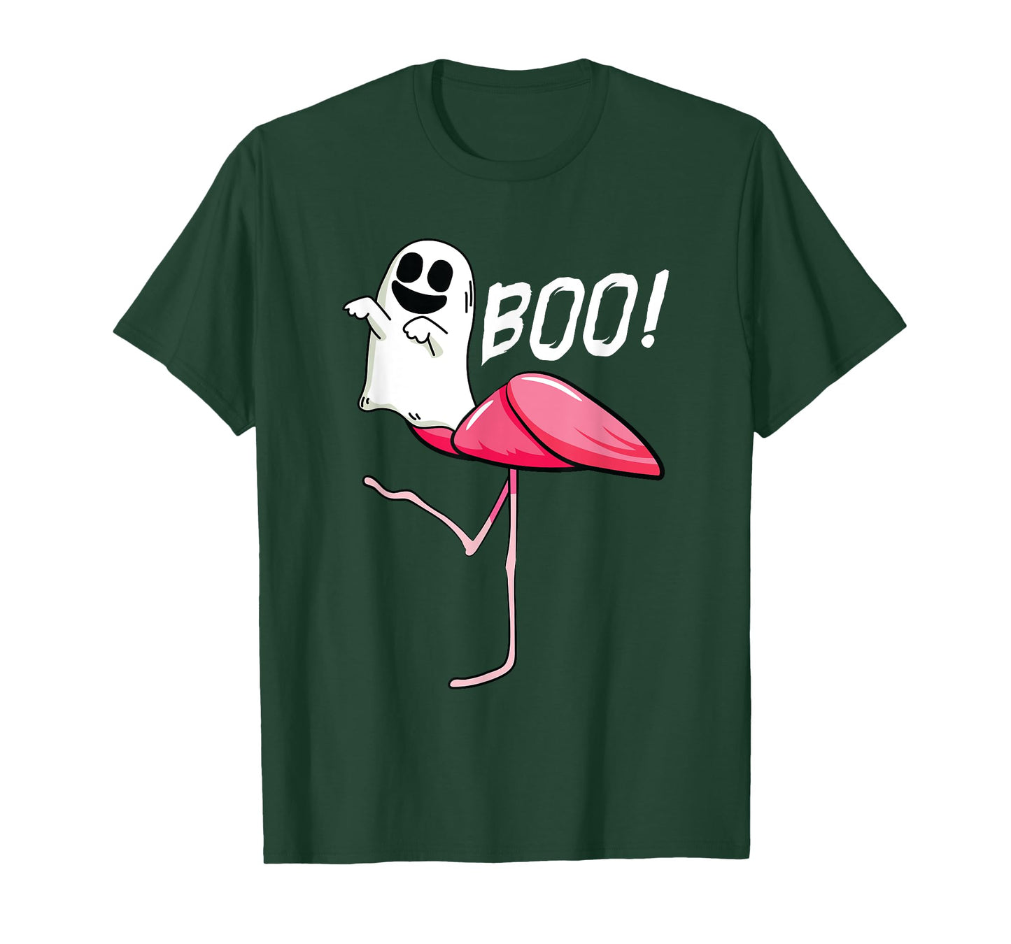 Boo Ghost Flamingo Lazy DIY Halloween Costume Funny Animal T-Shirt