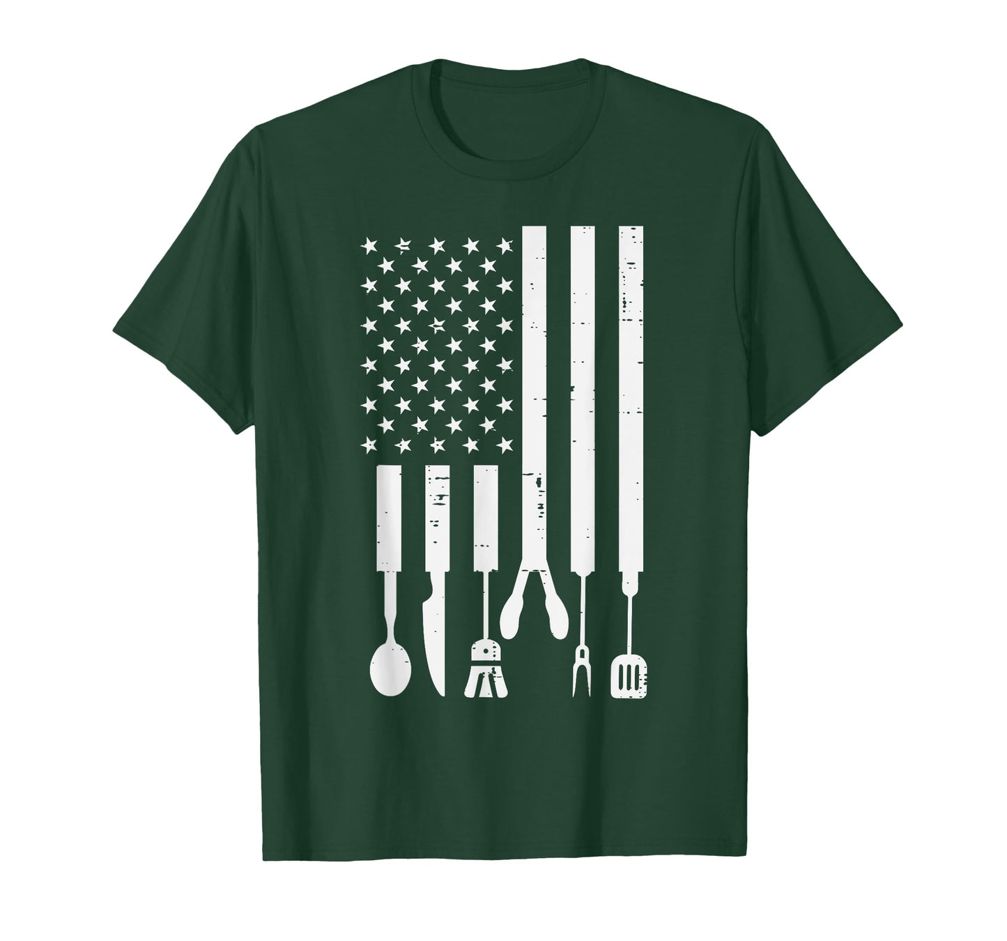 White US Flag Bbq Tools Vintage Grilling Smoking Patriotic T-Shirt