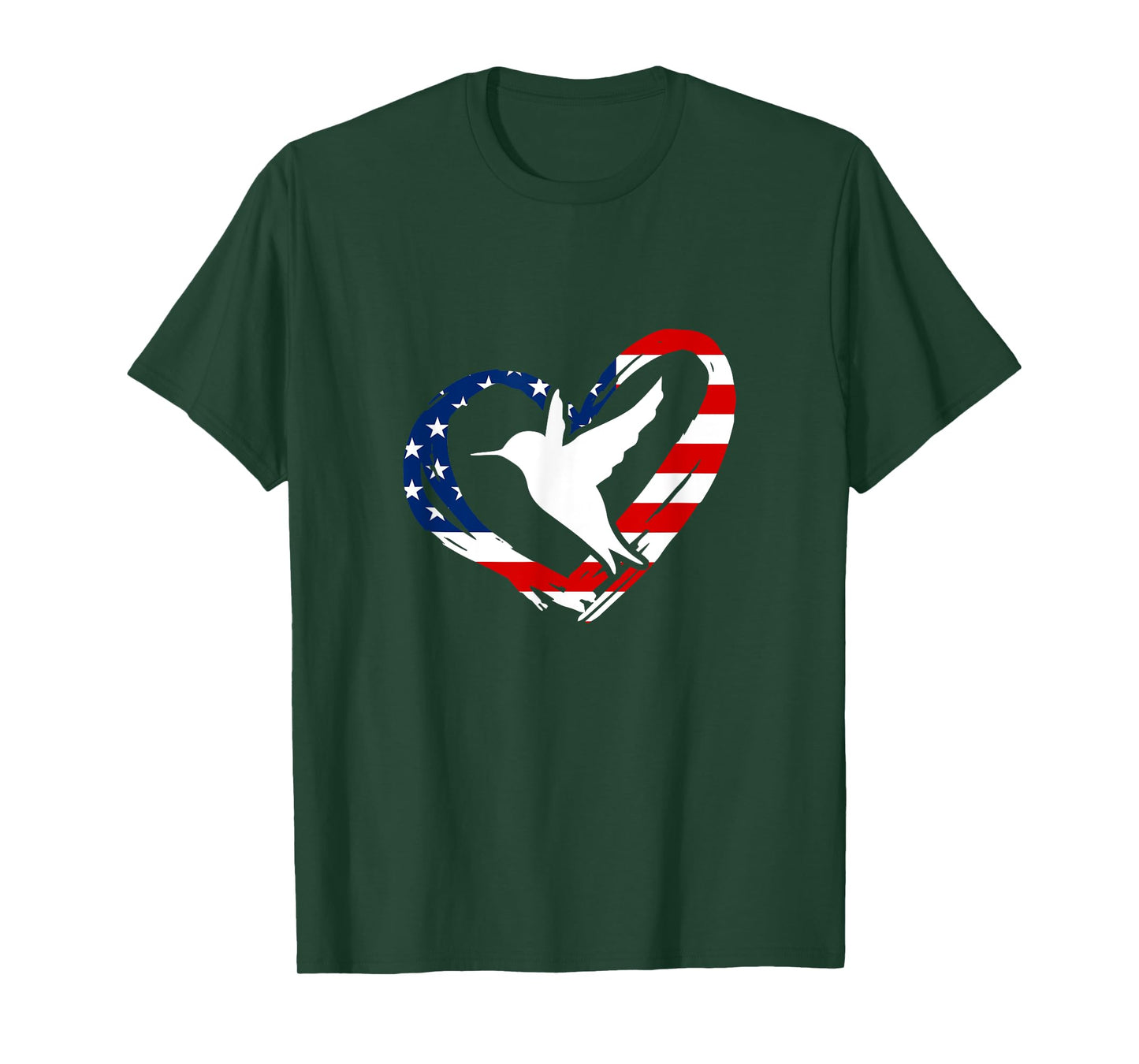 Hummingbird American Flag Heart USA 4th Of July T-Shirt