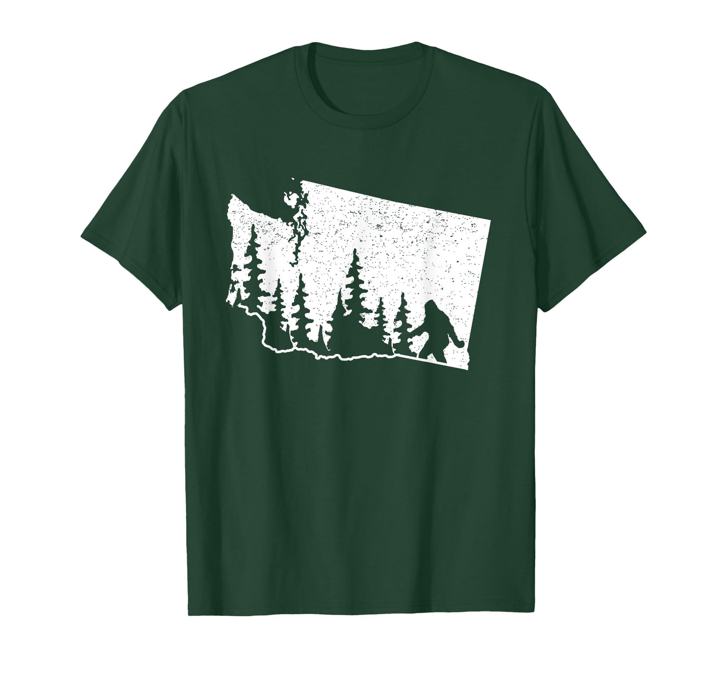 Washington Bigfoot Sasquatch & Trees Silhouette State Pride T-Shirt