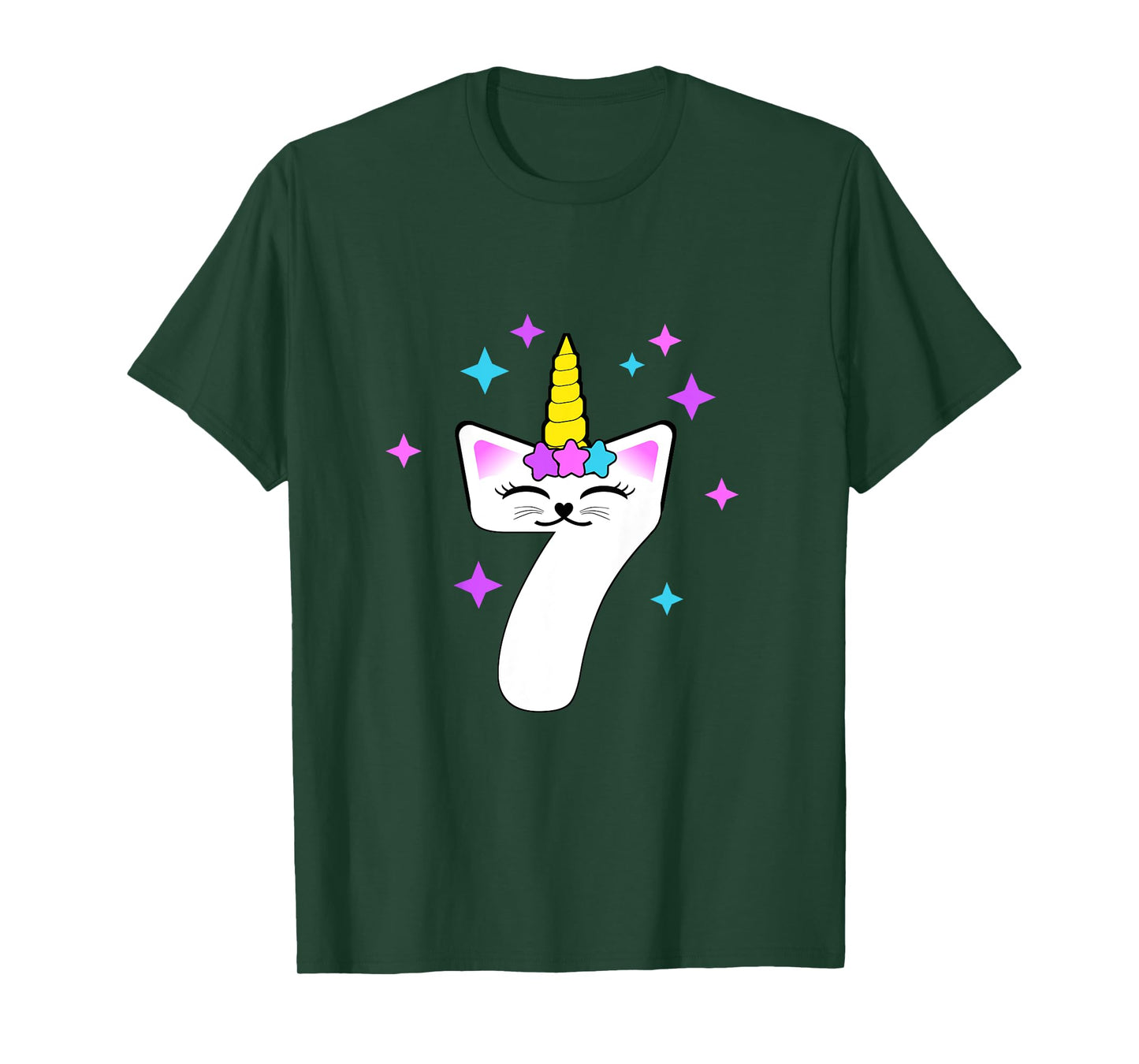 7 Year Old Cat Unicorn Caticorn 7th Birthday Party Girls T-Shirt