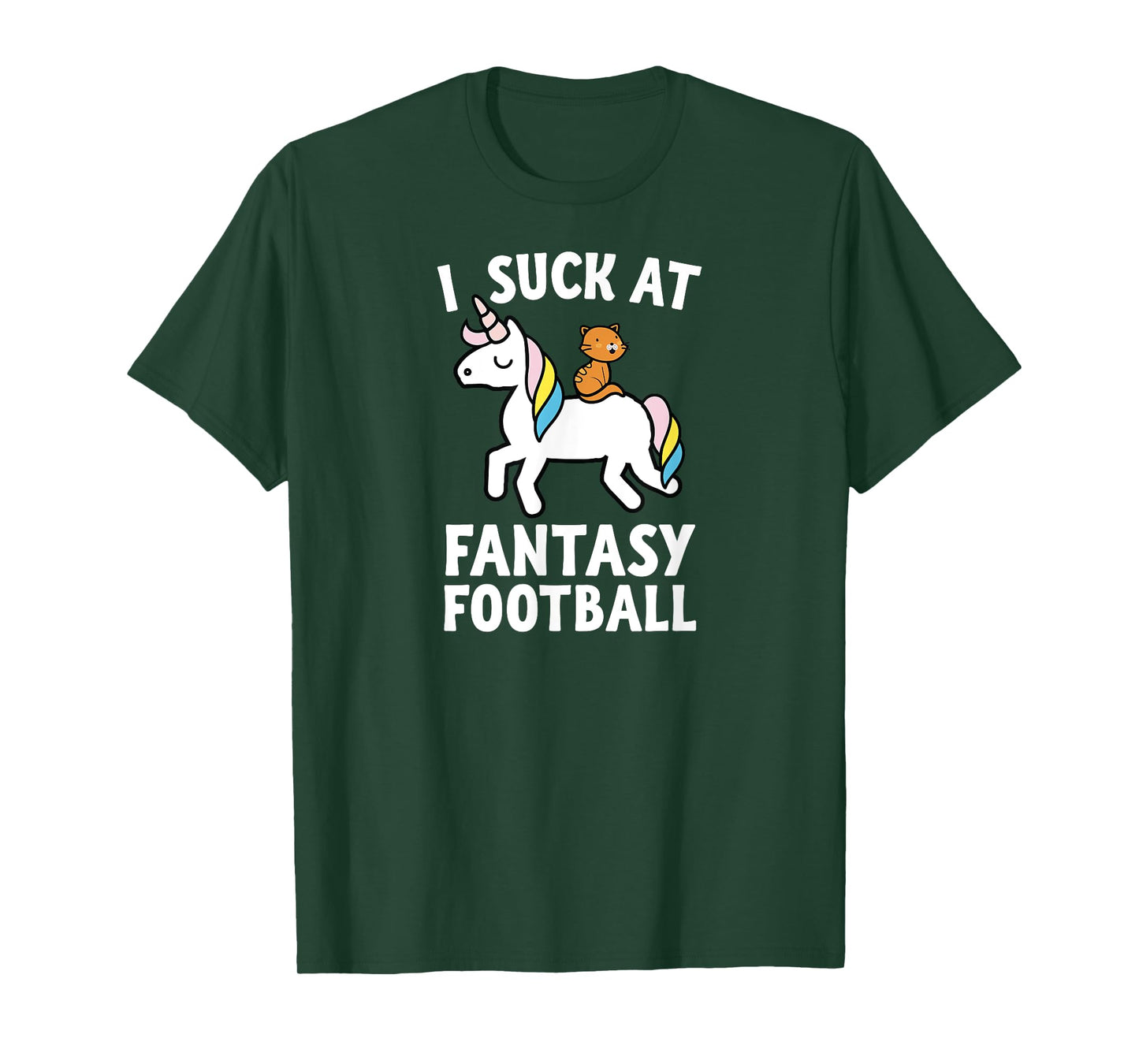 I Suck At Fantasy Football Loser Tee Shirt Men Unicorn Cat T-Shirt