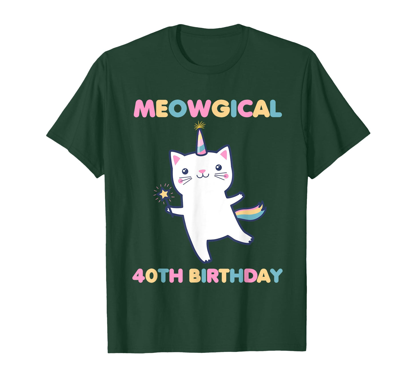 Meowgical 40th Birthday Kitty 40 Year Old Funny Cat Lover T-Shirt