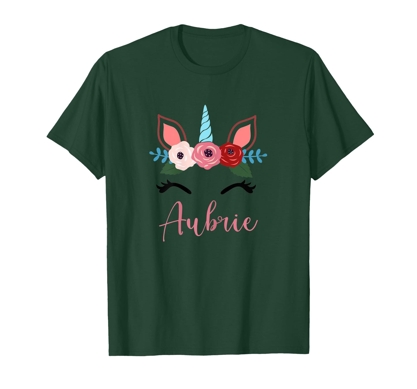 Cute Aubrie Magical Floral Unicorn For Girls T-Shirt