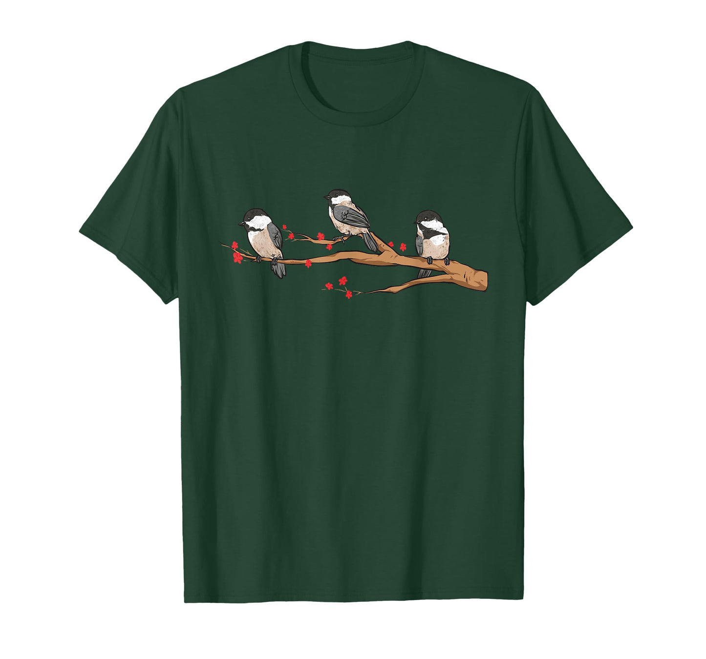 Chickadee Bird Chickadees On Branch Birding T-Shirt