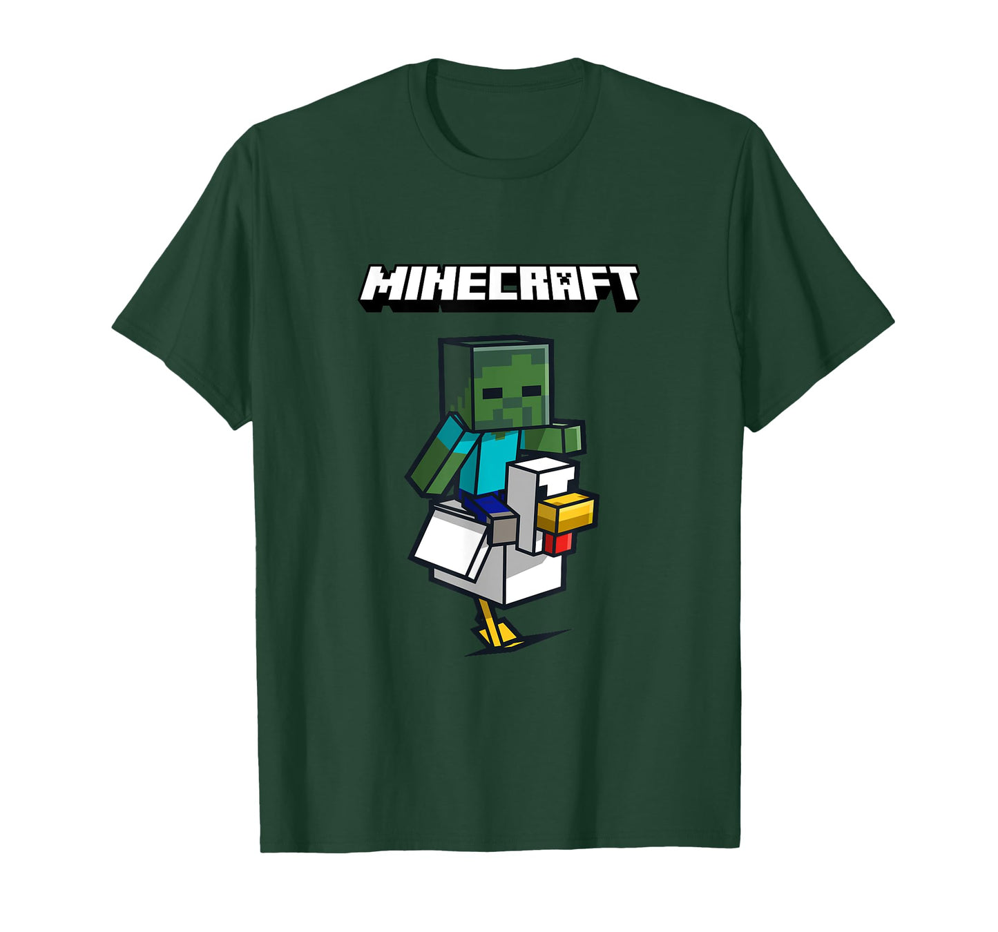 Minecraft Zombie Ride Chicken Jockey Front & Back Logo T-Shirt
