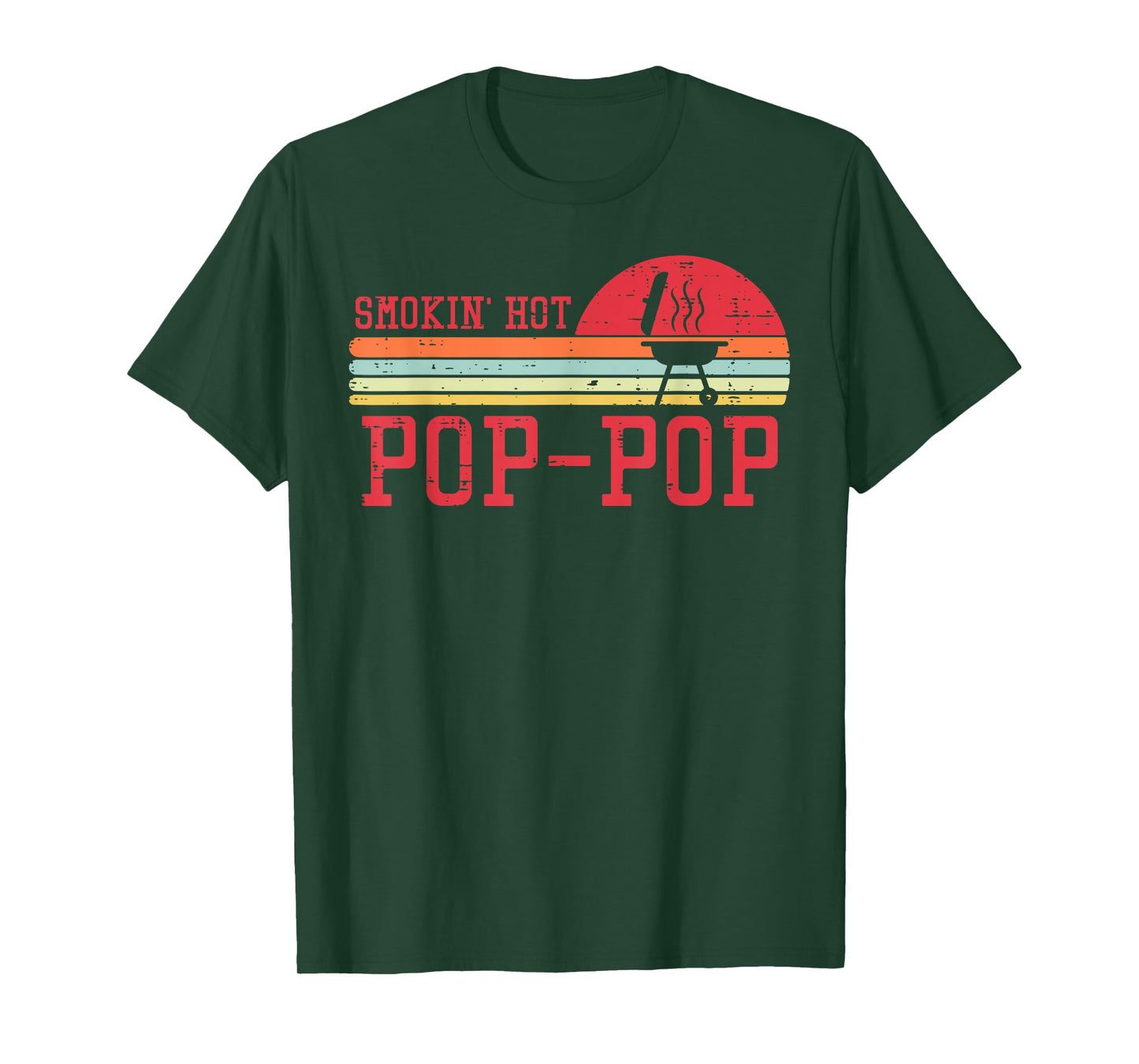 Smokin Hot Pop-pop Chest Sunset Retro Grill Bbq Granpa Men T-Shirt
