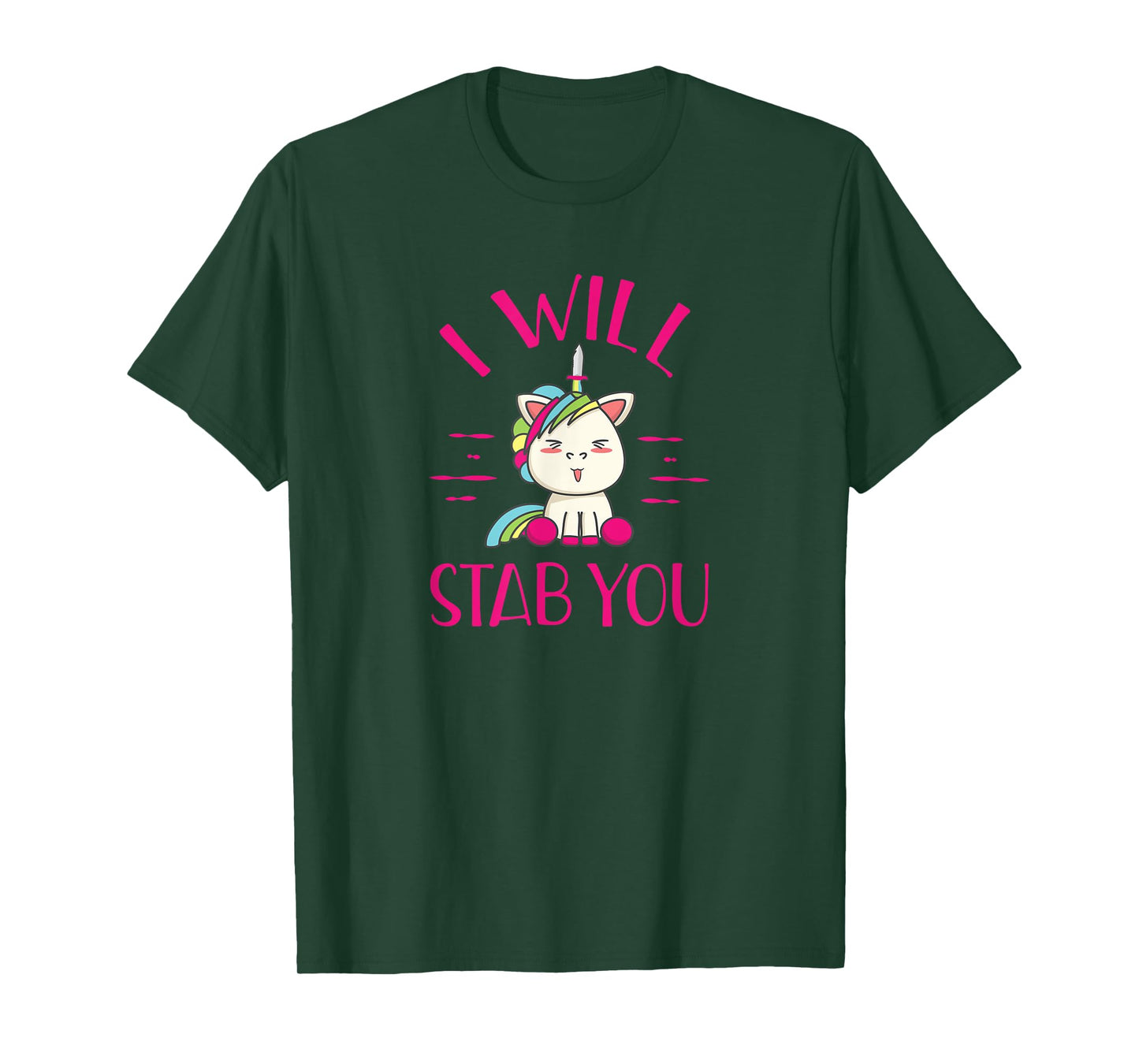 Evil Unicorn I Will Stab You Funny Novelty Rainbow T Shirt T-Shirt