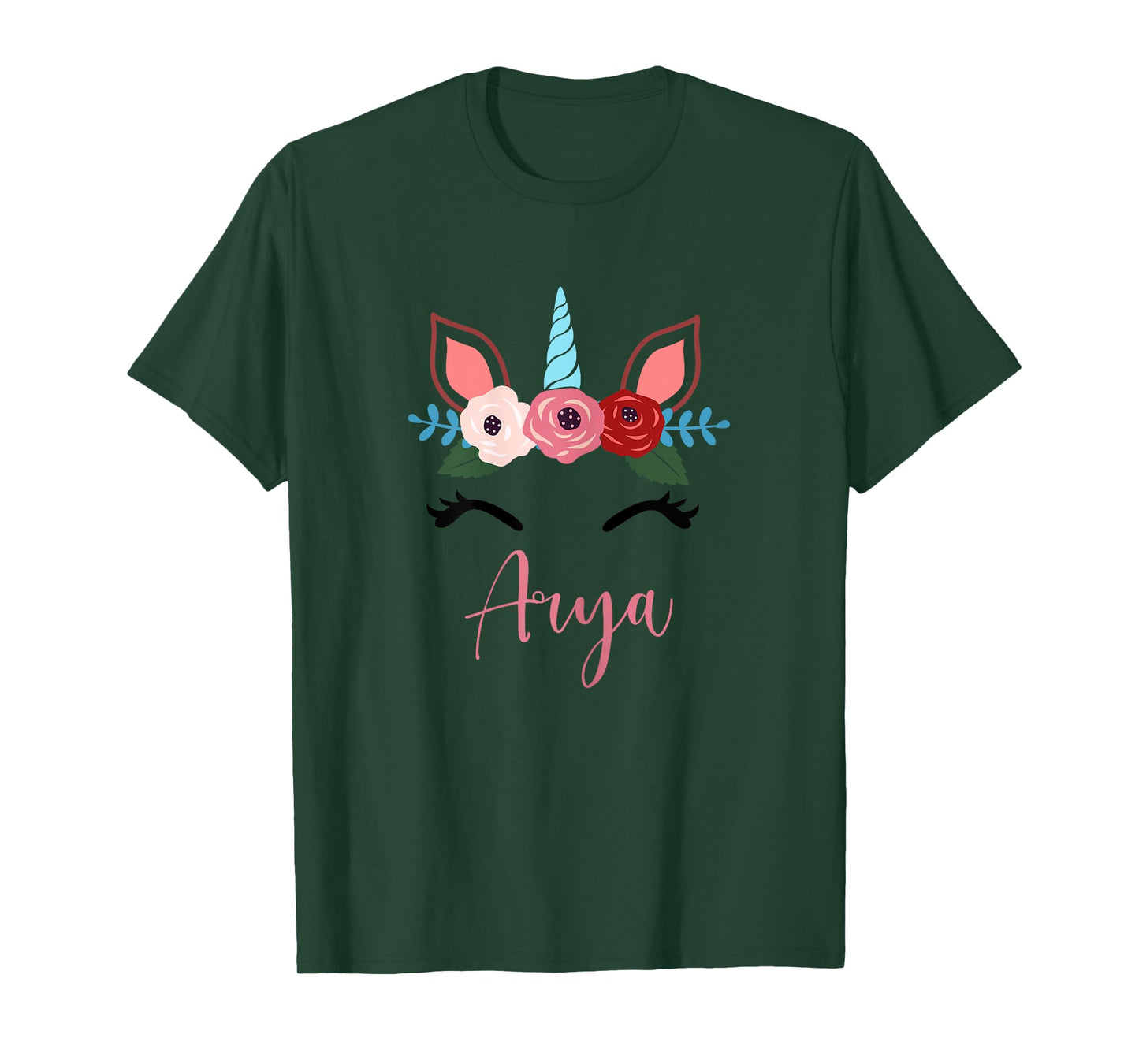 Cute Arya Magical Floral Unicorn For Girls T-Shirt