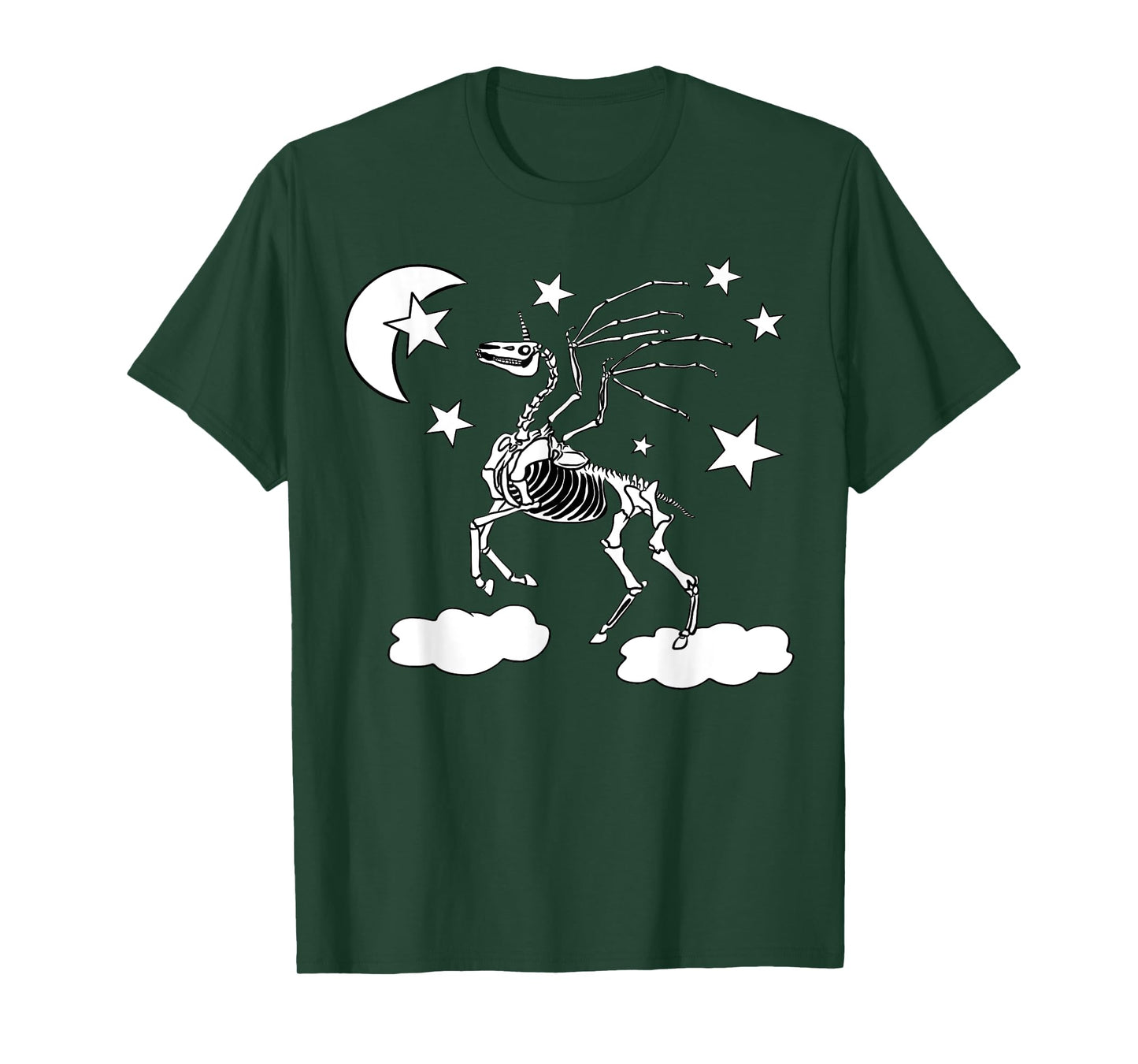 Moonlight Unicorn Costume For Girls Pegasus Gothic Skeleton T-Shirt