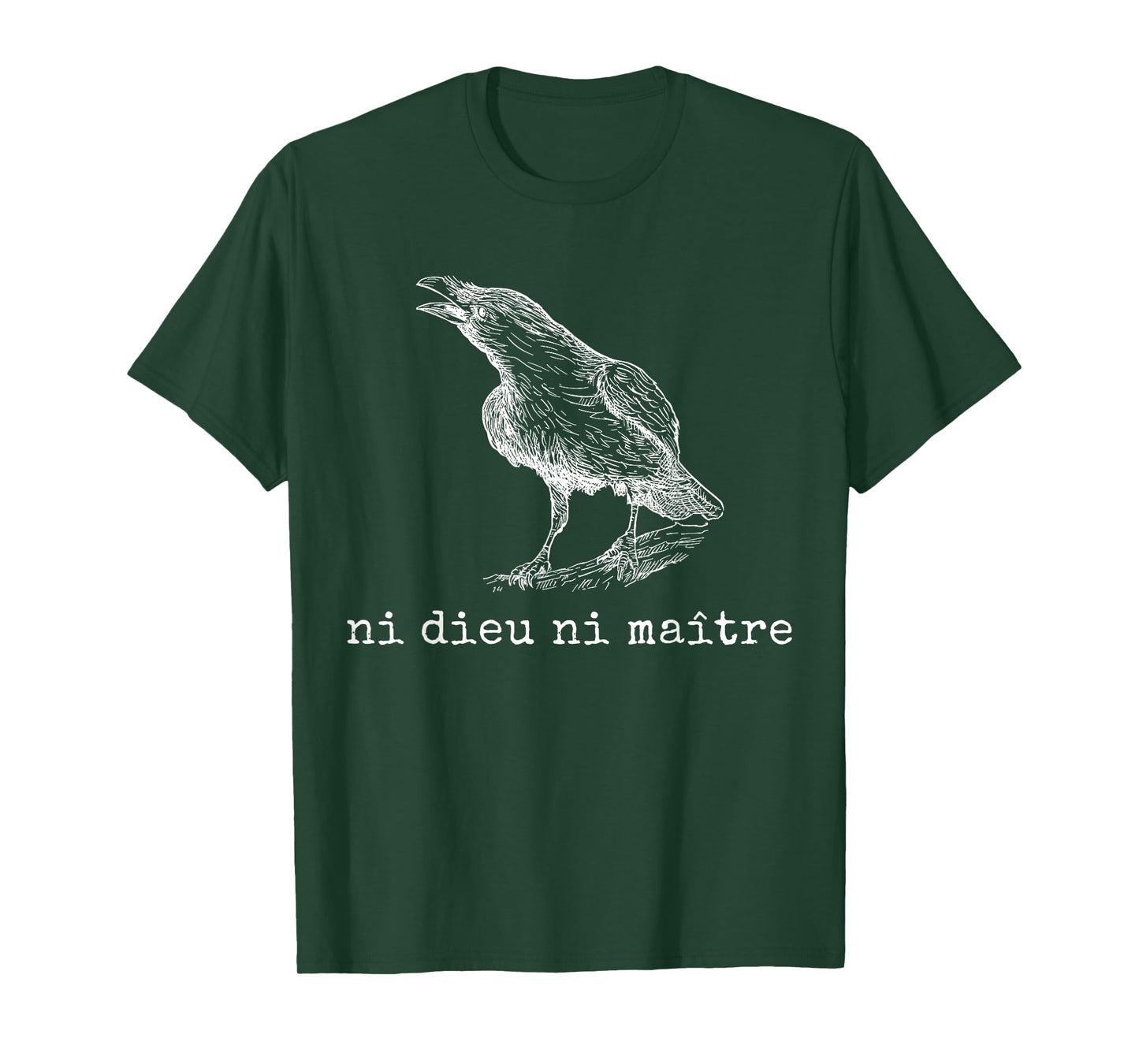 Ni Dieu Ni Maître Anti Trump Statement Retro Crow Bird T-Shirt