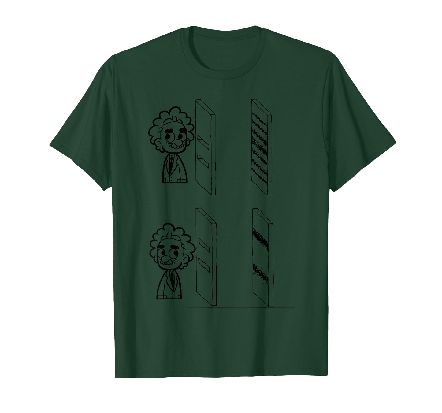 Quantum Threads: Double Slit Experiment Design T-Shirt - Unisex-Adults, Blue, Small, Short Sleeve