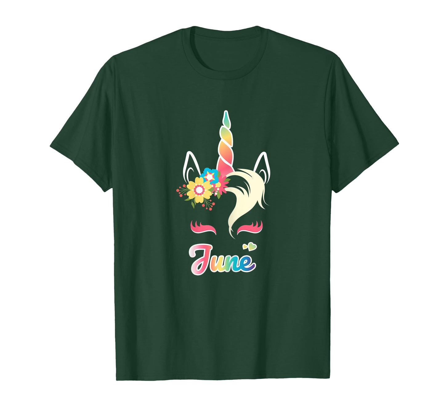 Rainbow Unicorn June apparel Custom Name Gift for girls T-Shirt