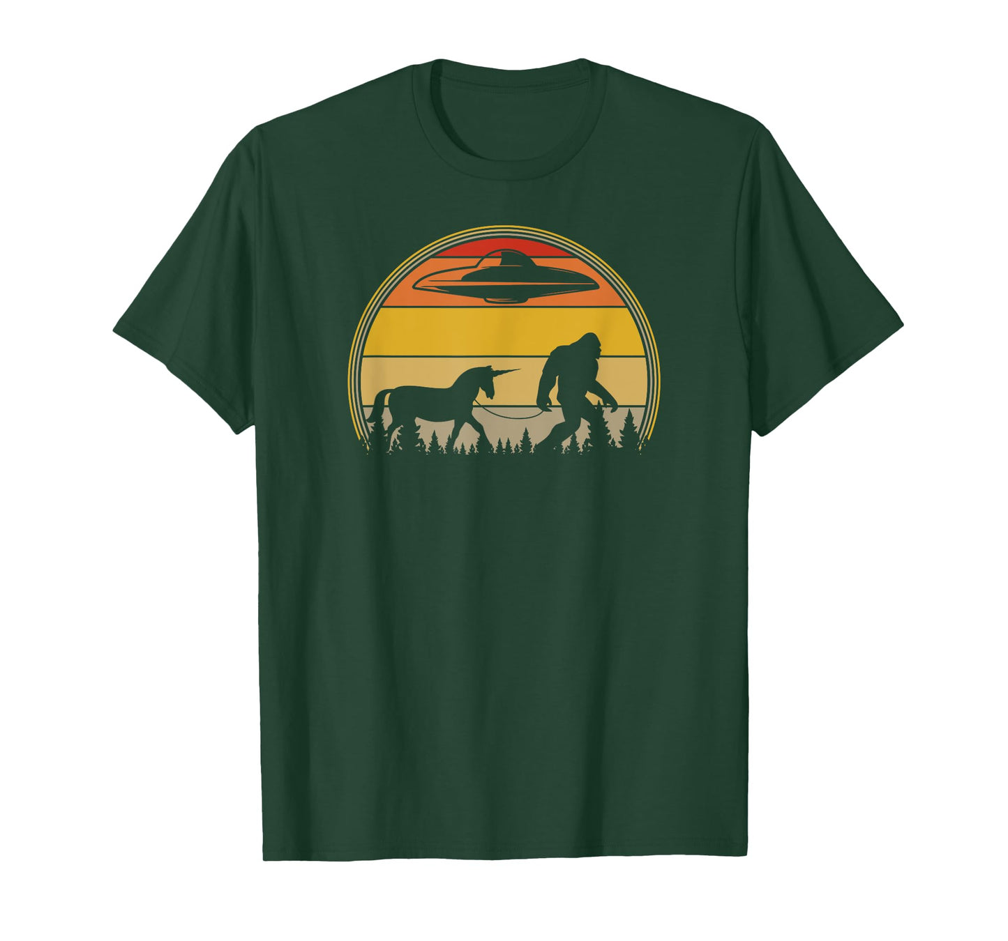 Retro Sunset Unicorns, Aliens, UFOs, Bigfoot T-Shirt