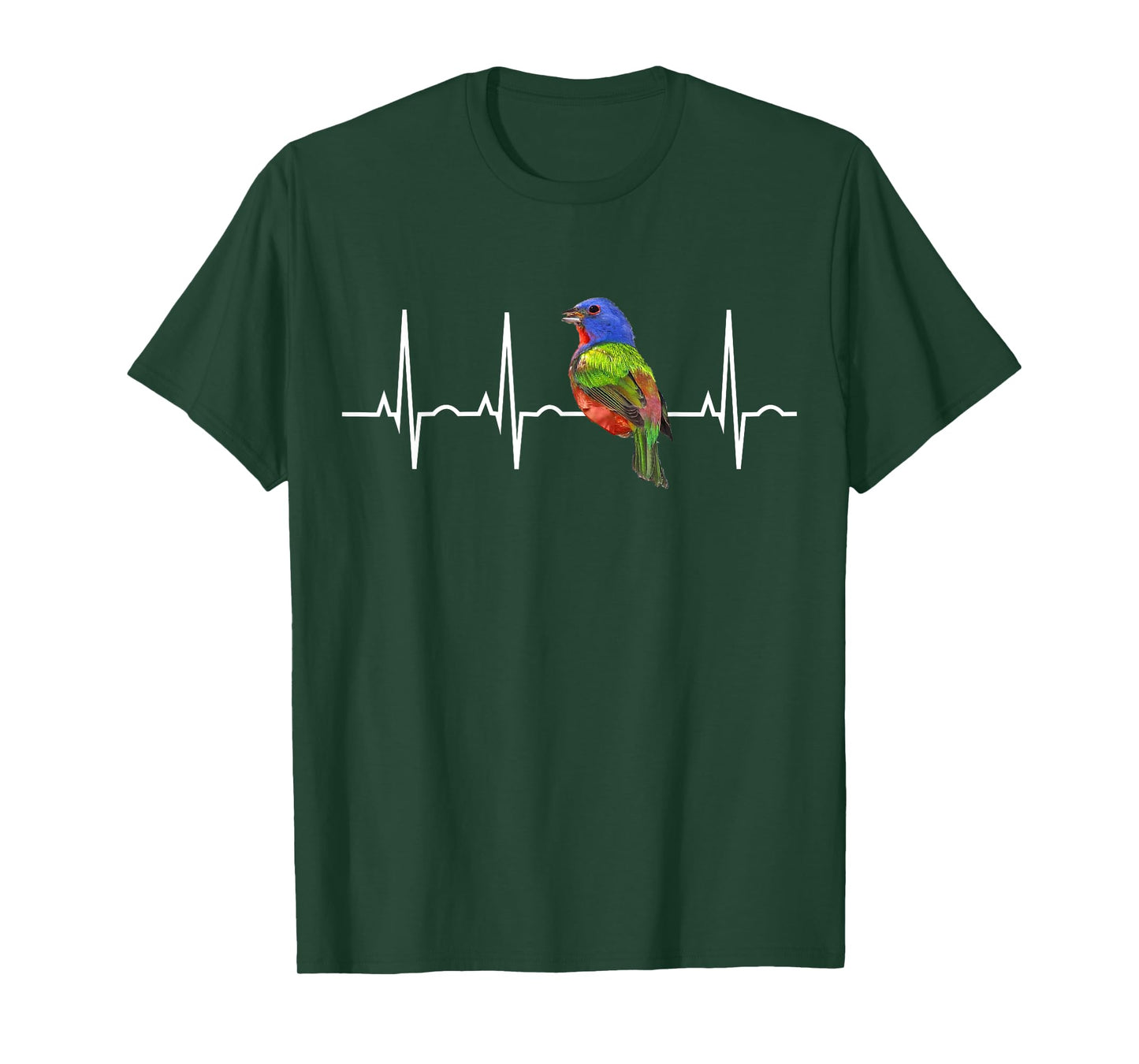 Painted Bunting Shirt Birder & Bird Lover Heartbeat Gift Tee T-Shirt