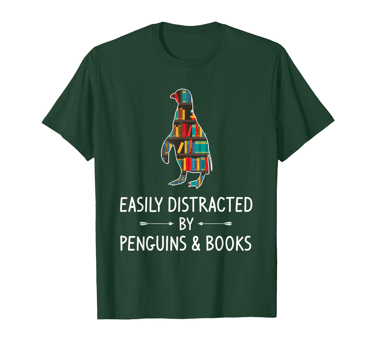 Easily Distracted By Penguins & Books Lover Gift Bird Animal T-Shirt