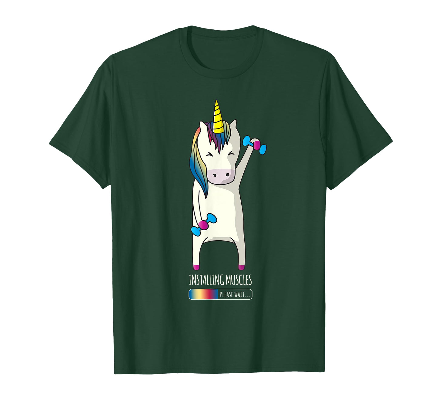 Unicorn Installing Muscle Funny Fitness Gym Workout T-Shirt