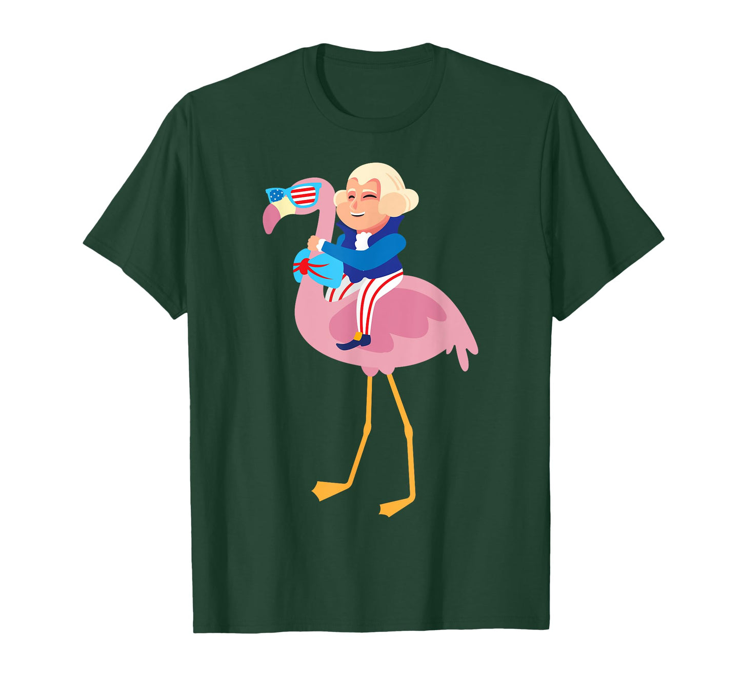 George Washington Flamingo 4th Of July American Flag Gift T-Shirt