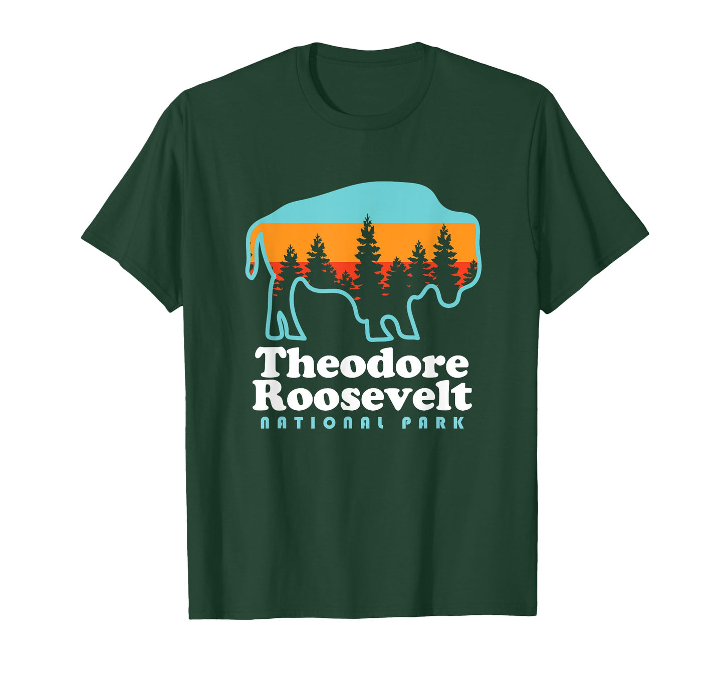 Theodore Roosevelt National Park Camping Bison Retro T-Shirt