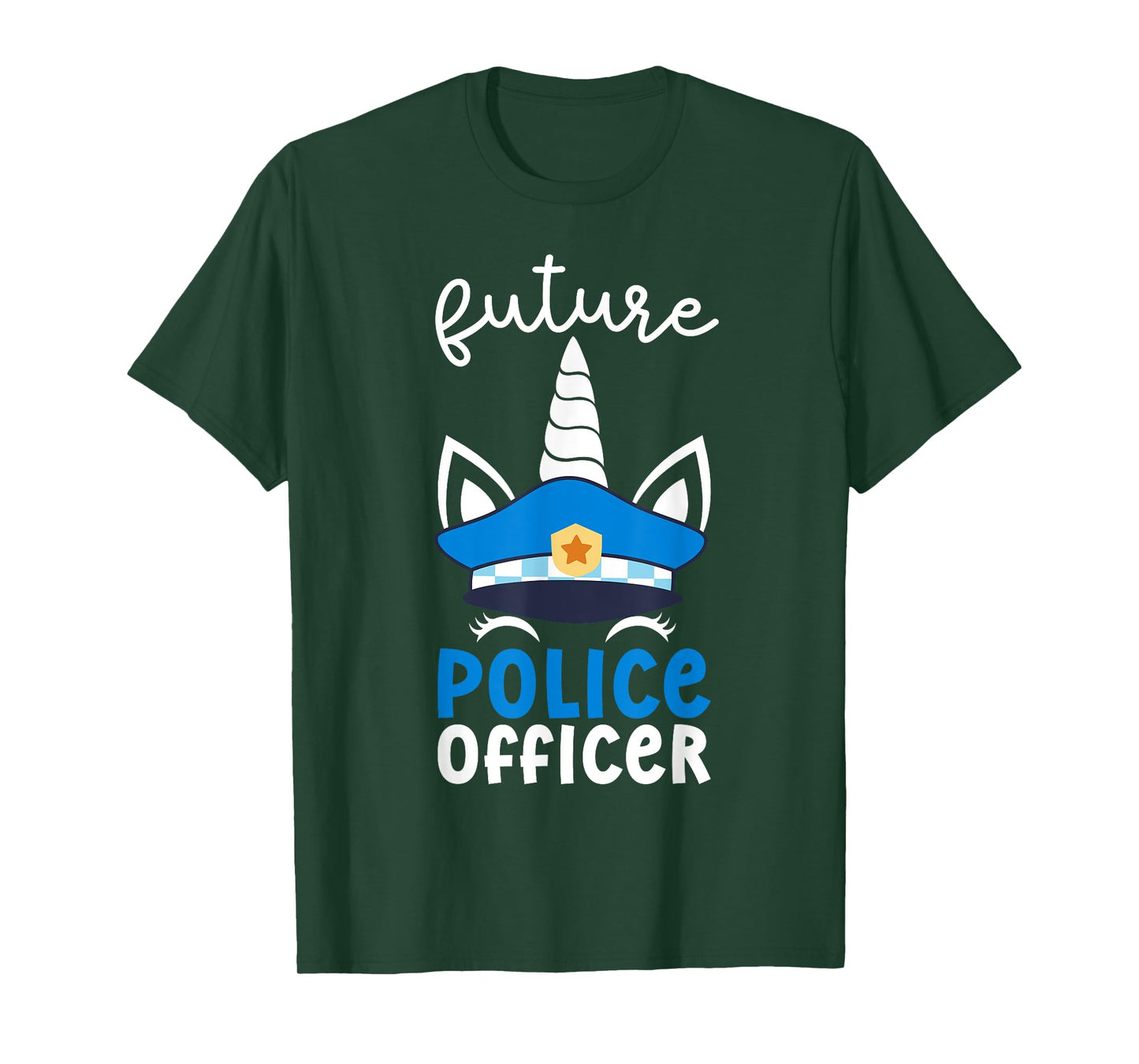 Future Police Officer Girl Unicorn Future Policeman Kids T-Shirt