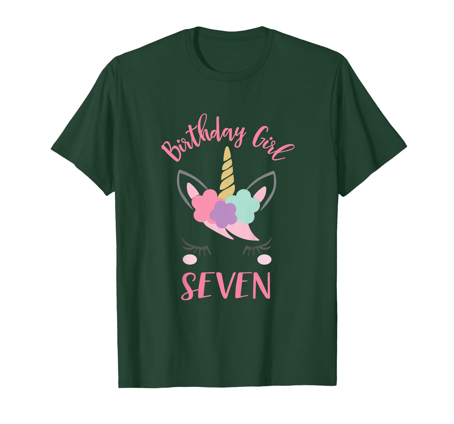 7th Birthday Shirt Girl Unicorn Seventh Birthday Outfit T-Shirt