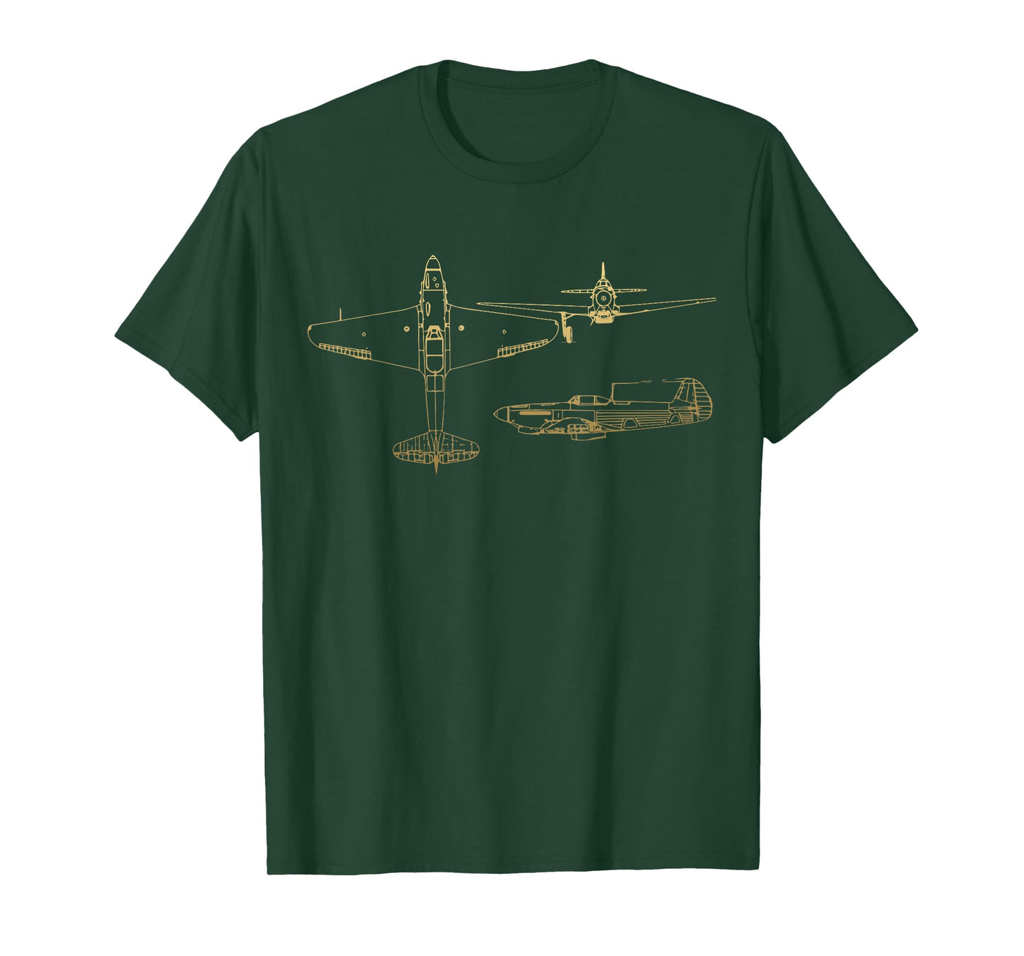 Yak-9 Soviet WW2 Plane Warbird Blueprint Schematics Diagram T-Shirt