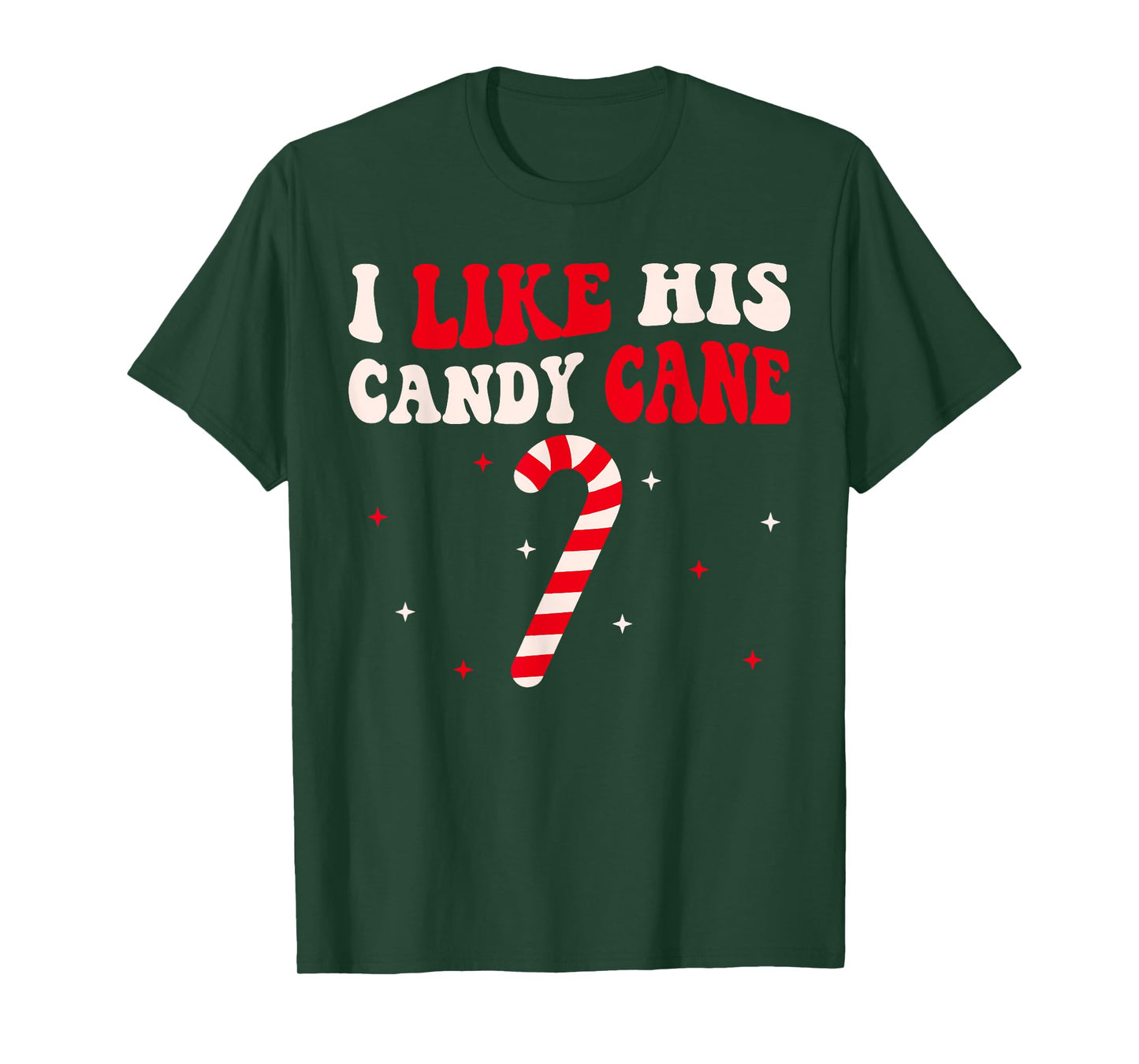 Groovy Candy Cane Funny Matching Christmas Couple Unisex-Adults Candy Cane Xmas Funny Couples Matching Christmas T-Shirt