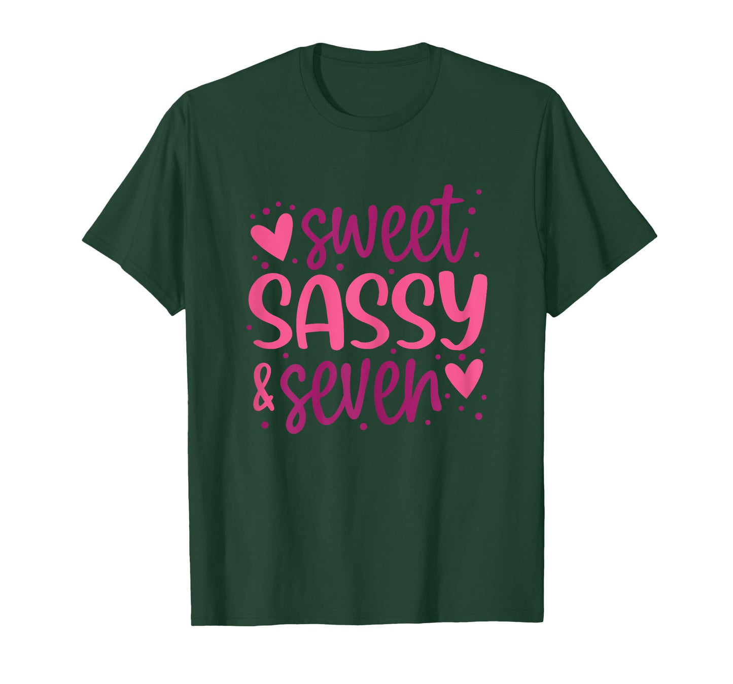Hearts Sweet Sassy and Seven 7 Years Old 7th Birthday Girls T-Shirt