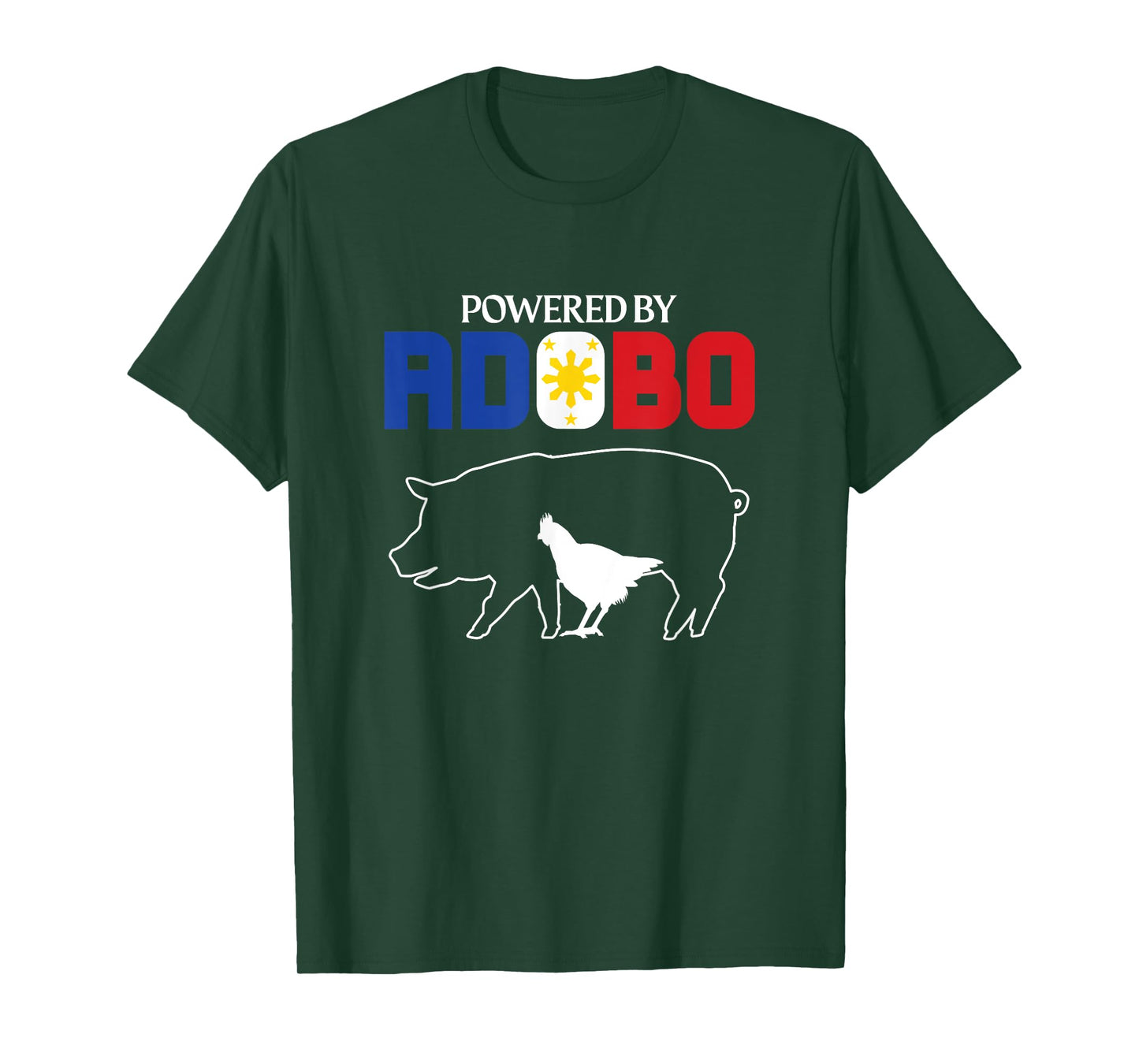 Powered by Adobo Chicken Pork Pinoy Rice Cuisine Philippines T-Shirt