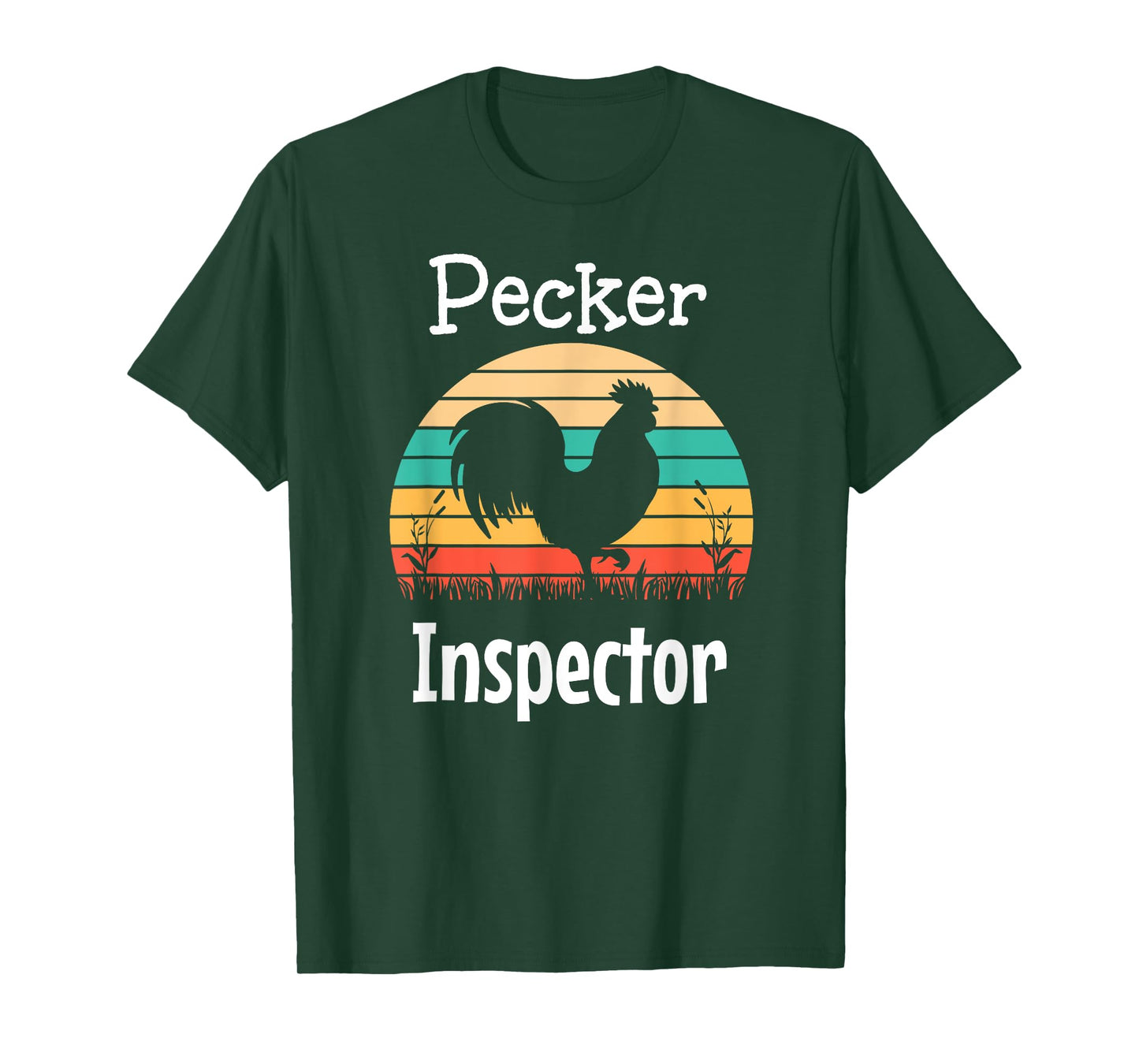 Pecker Inspector Rooster and Retro Sun T-Shirt