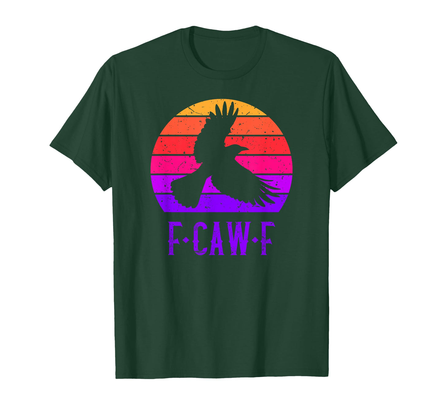F-Caw-F Black Crow Black Bird Retro Sunset Vintage F-Caw-F T-Shirt