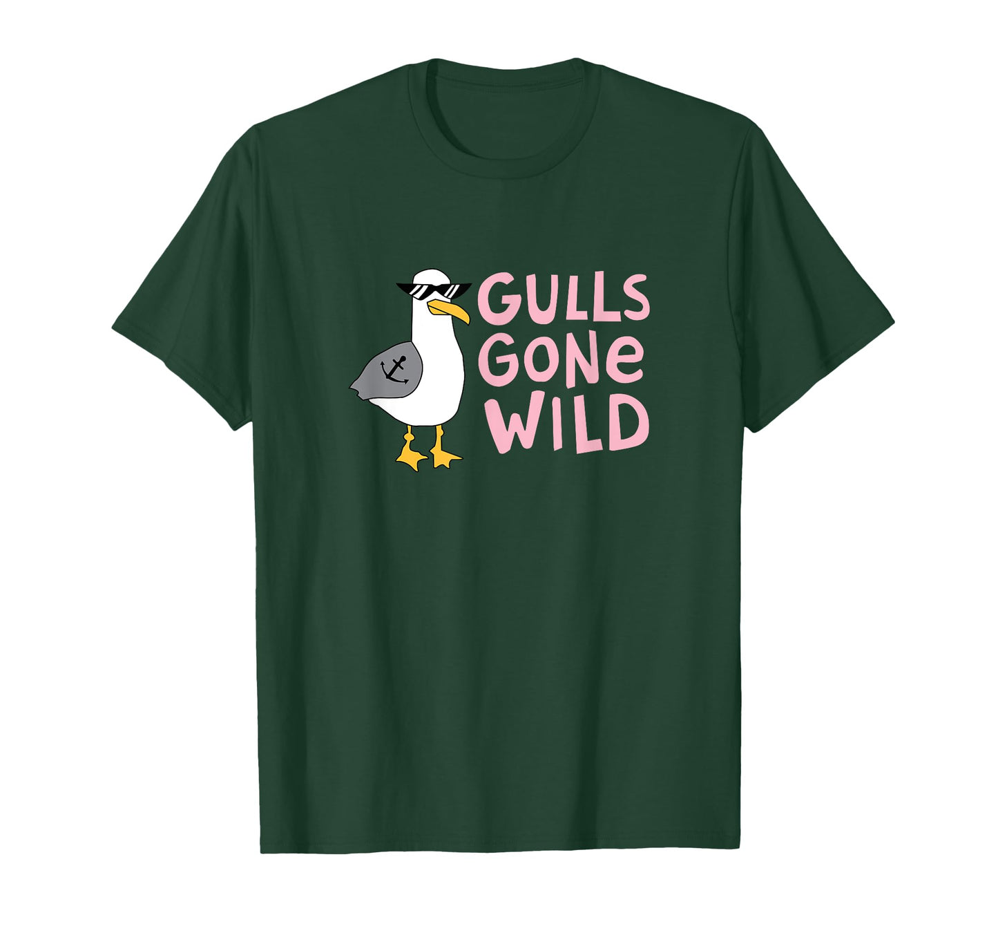 Funny Seagull wtih Achor Tattoo & Sunglasses,Gulls Gone Wild T-Shirt