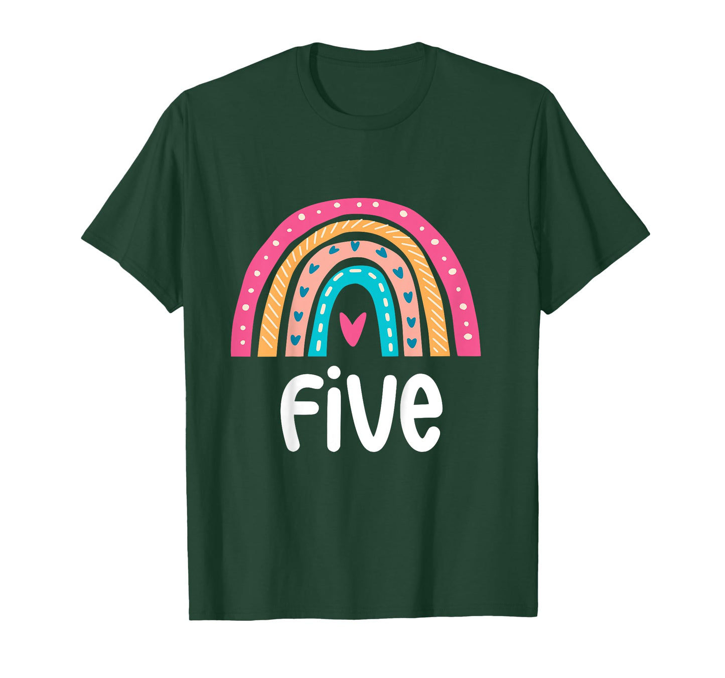 Girls 5th Birthday Shirt Rainbow Five - 5 Year Old Birthday T-Shirt
