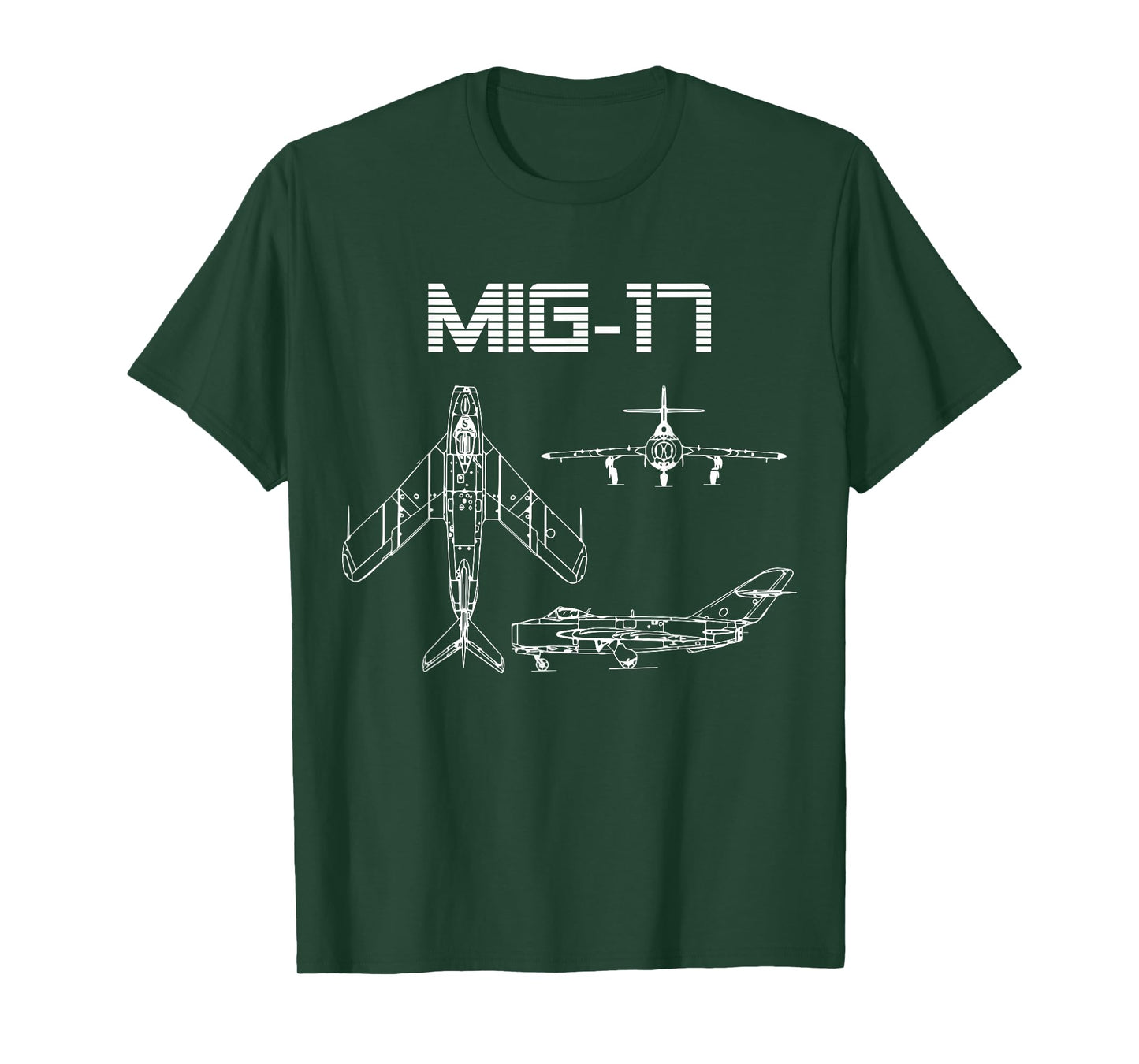 Mig-17 Soviet Plane Warbird Blueprint Schematics Diagram T-Shirt