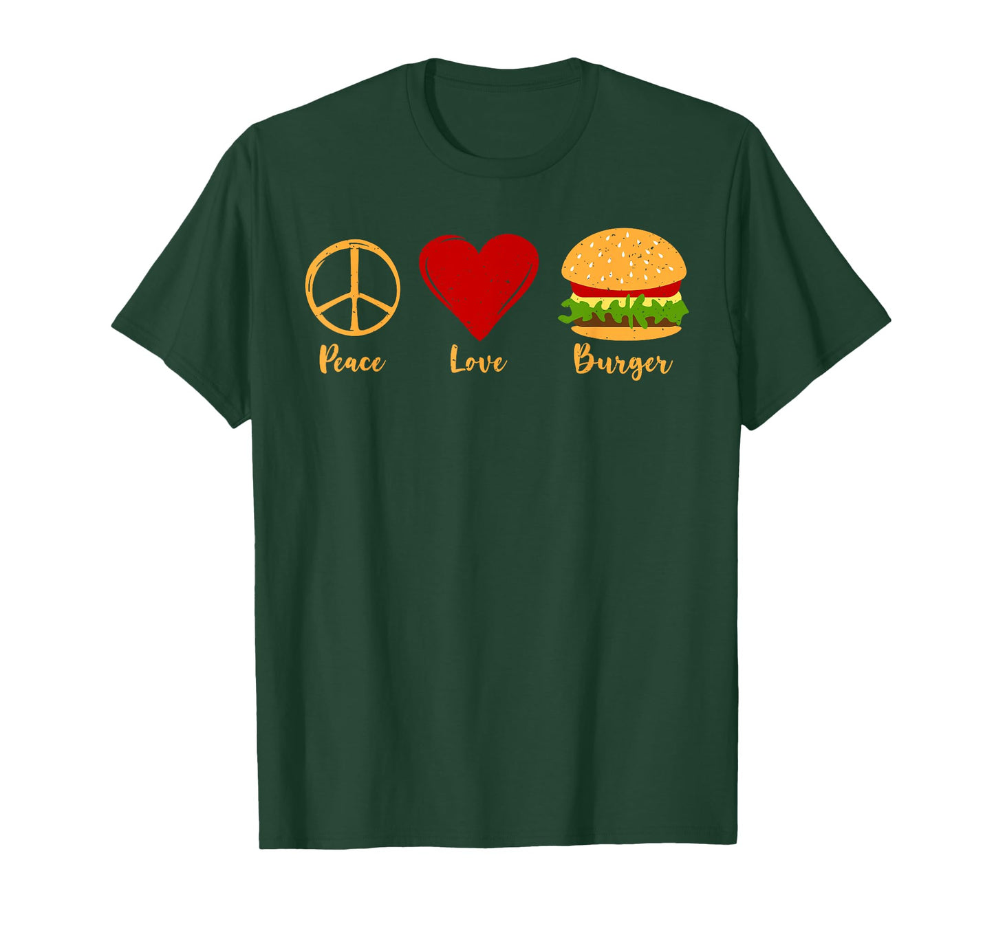 Hamburger Cheeseburger Peace Love Burger Fast Food T-Shirt