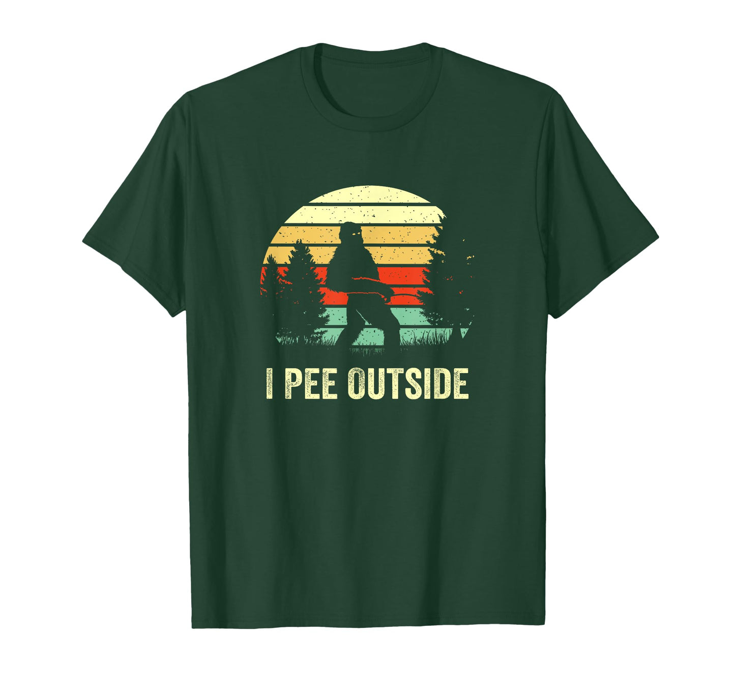 Retro Bigfoot Yeti Silhouette I Pee Outside Sasquatch Gifts T-Shirt
