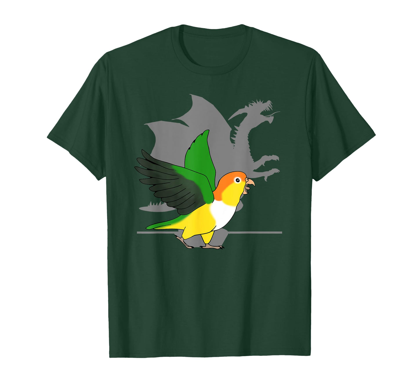 White Bellied Caique Dragon Shadow Funny Screaming Parrot T-Shirt