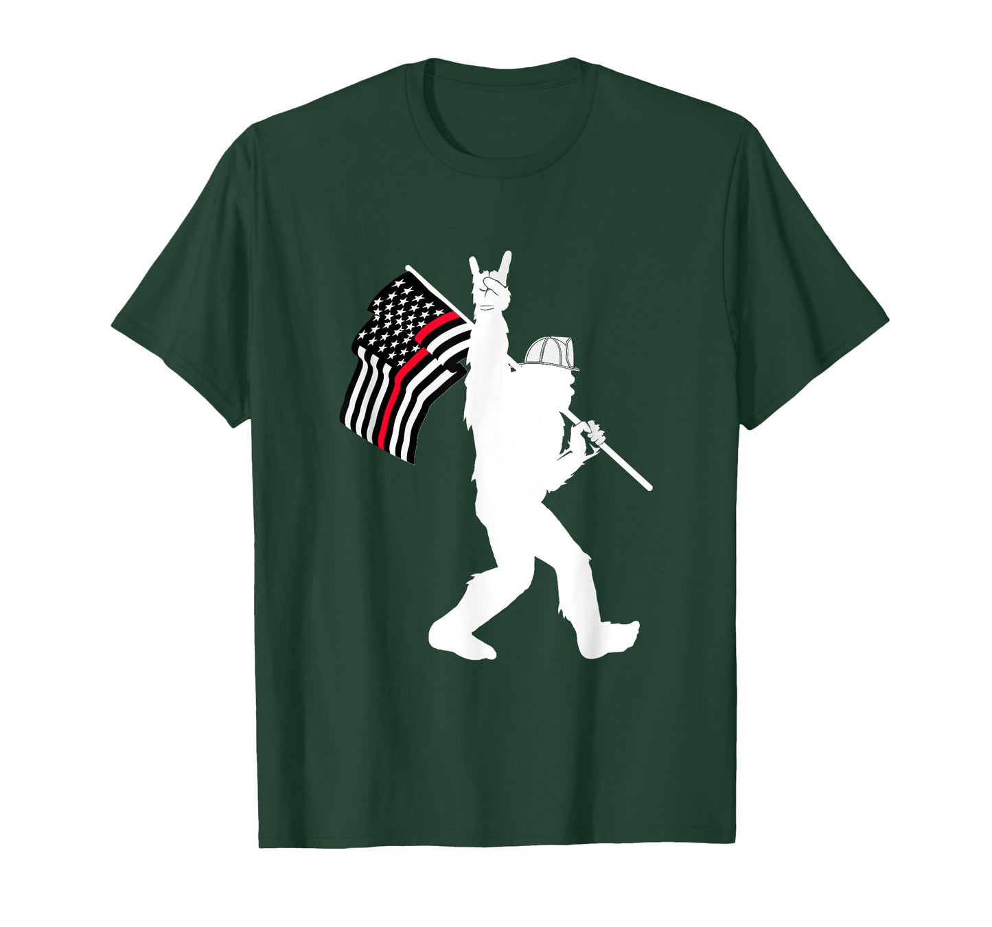 Bigfoot Firefighter Thin Red Line Flag for Dad and Mom T-Shirt
