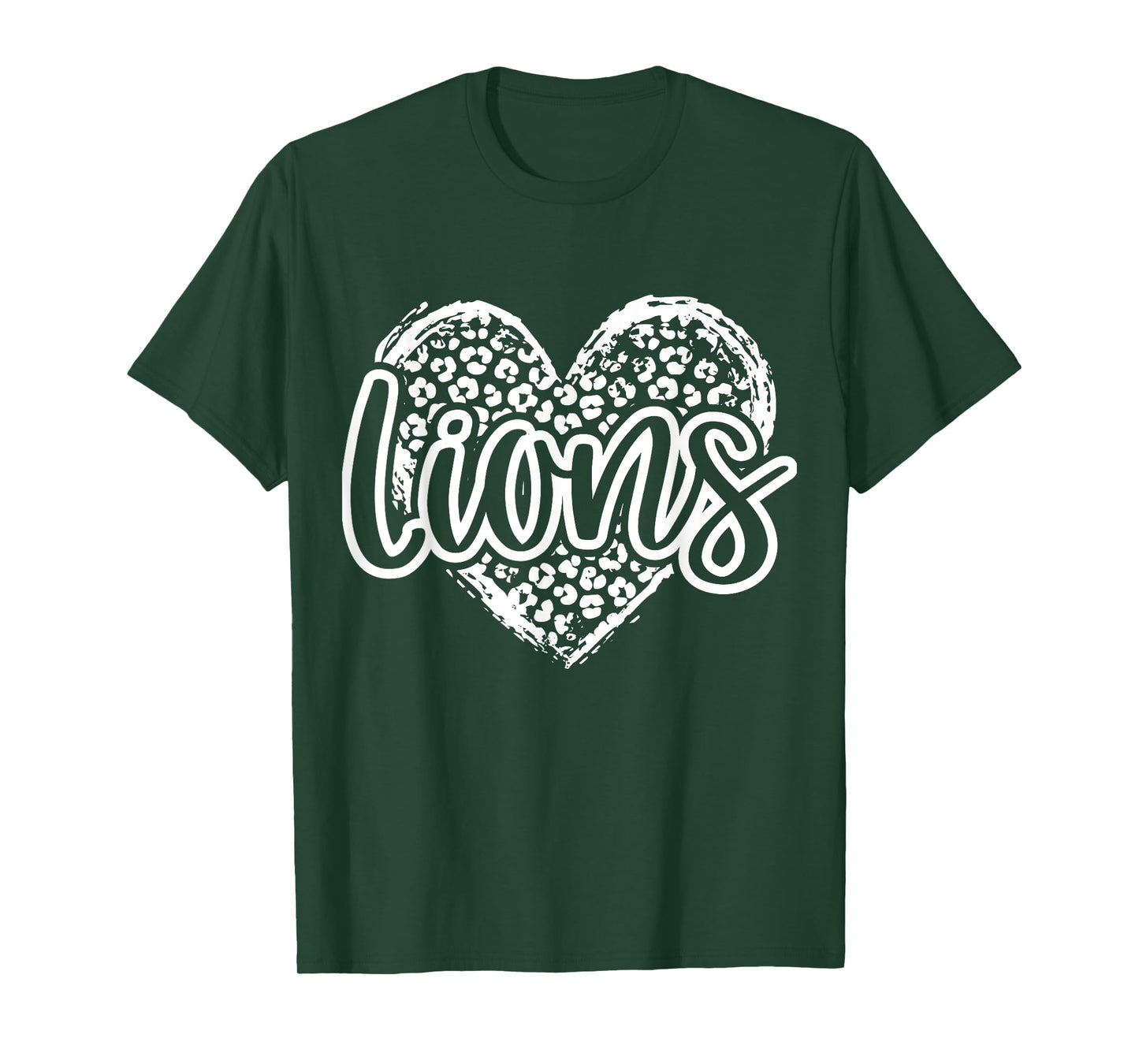 Leopard Cheetah Heart LIONS School Spirit Top Distressed T-Shirt