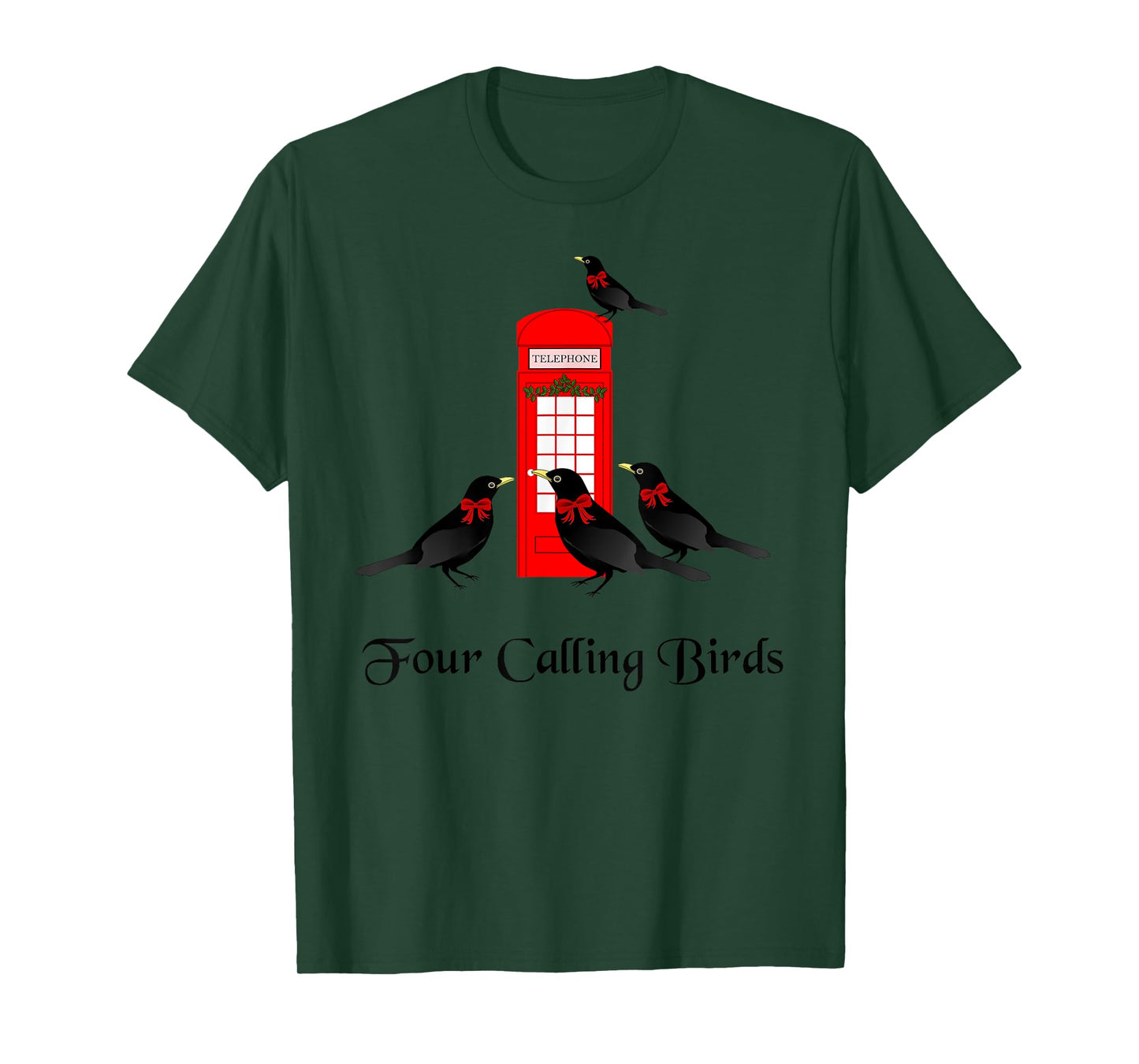 Funny Four Calling Birds Twelve Days of Christmas T-Shirt