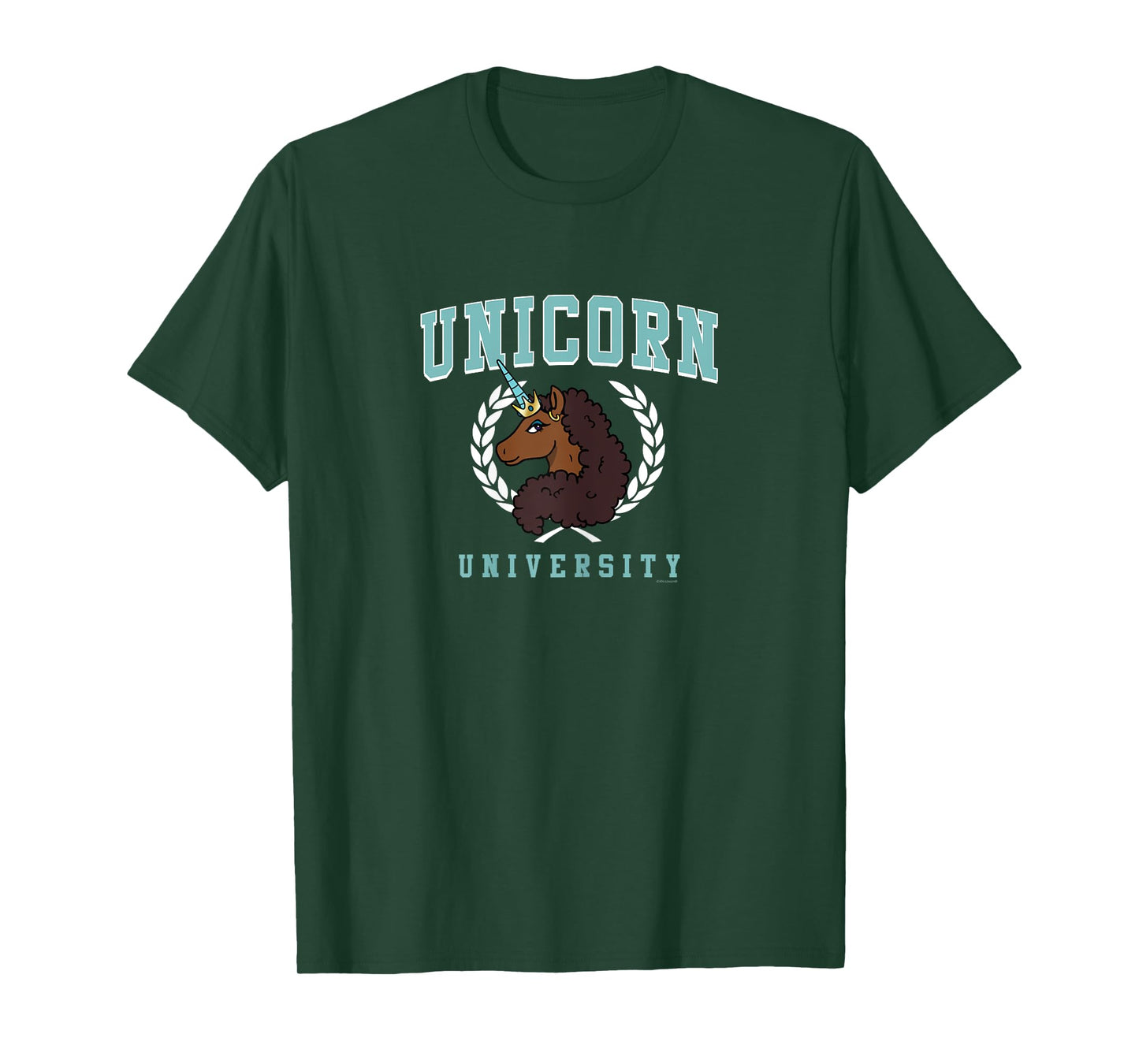 Afro Unicorn Unique Unicorn University Collegiate Logo T-Shirt