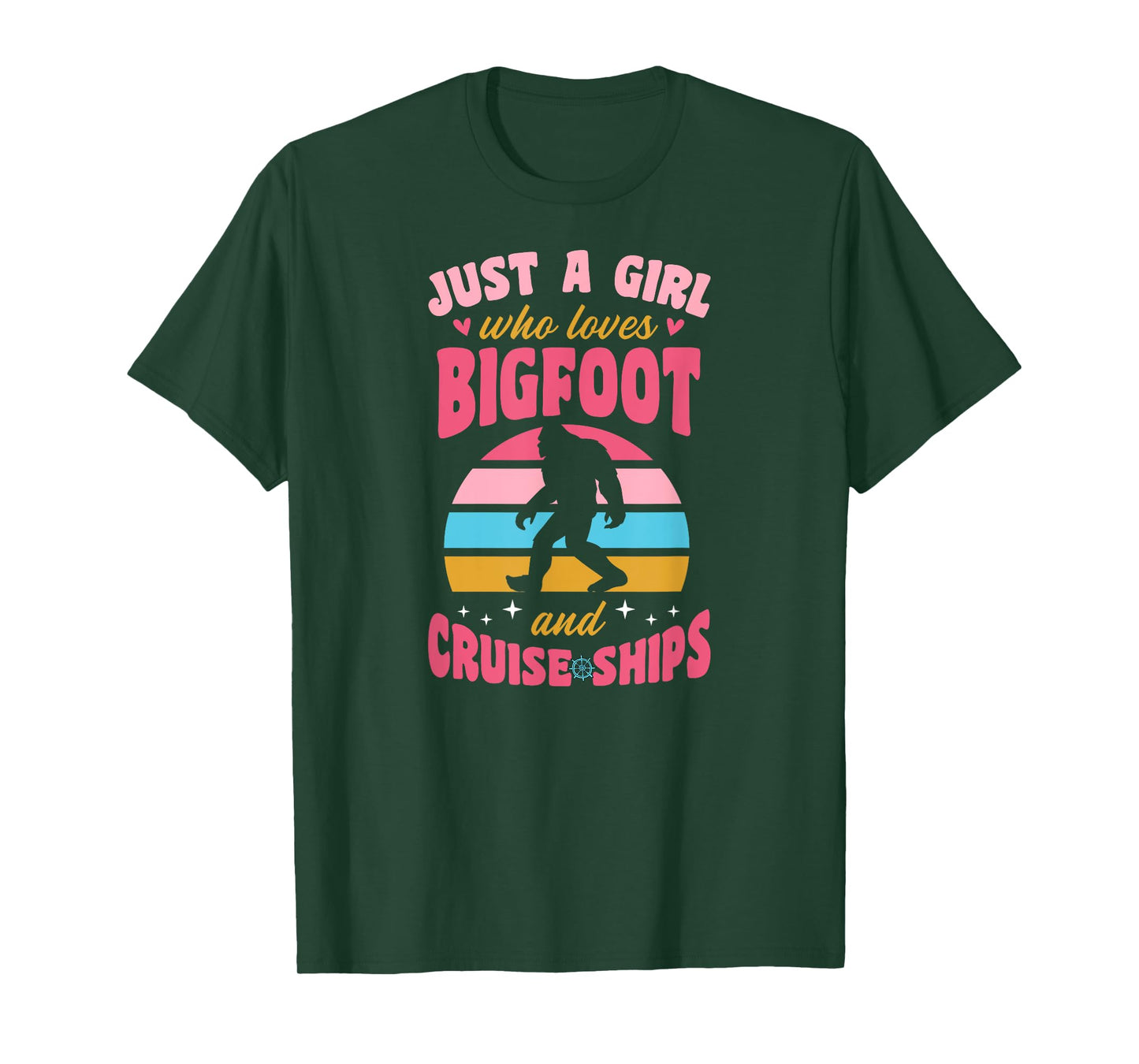 Just A Girl Who Loves Bigfoot And Cruise Ships Retro 70s T-Shirt