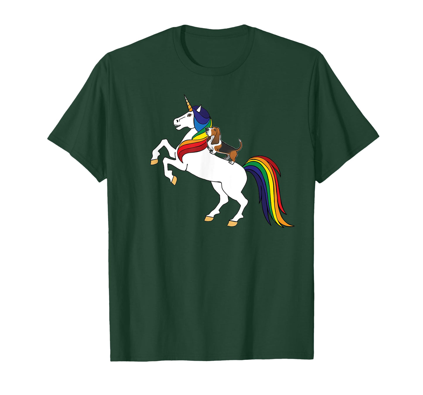 Kids Womens & Girls Rainbow Unicorn Basset Hound Lover T-Shirt