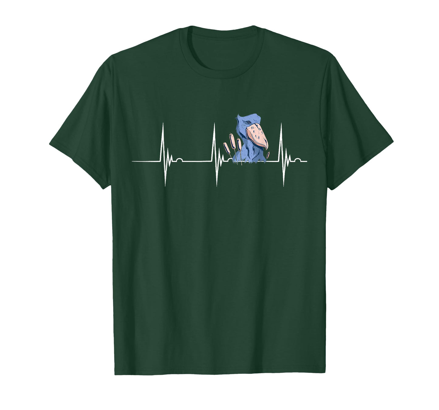 Shoebill Bird Heartbeat EKG Pulse Mayan Bird African Bird T-Shirt