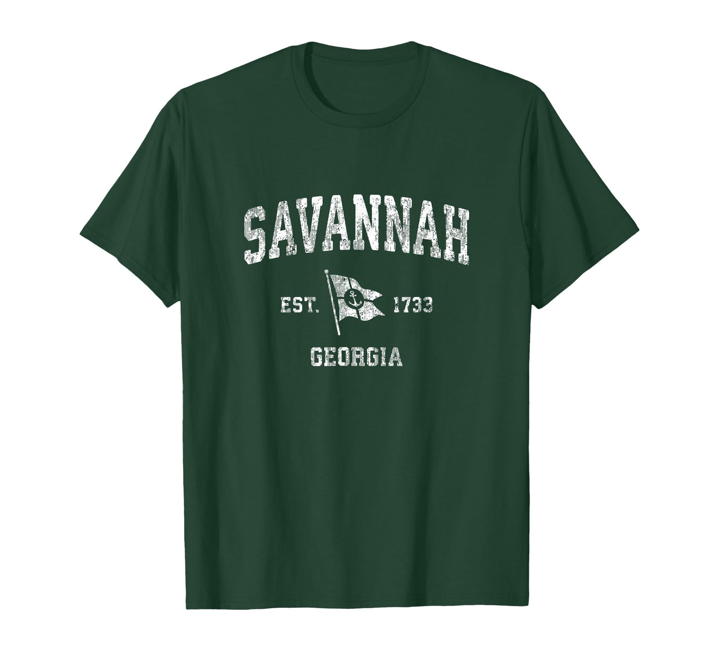 Savannah Georgia GA Vintage Boat Anchor Flag Design Tee T-Shirt