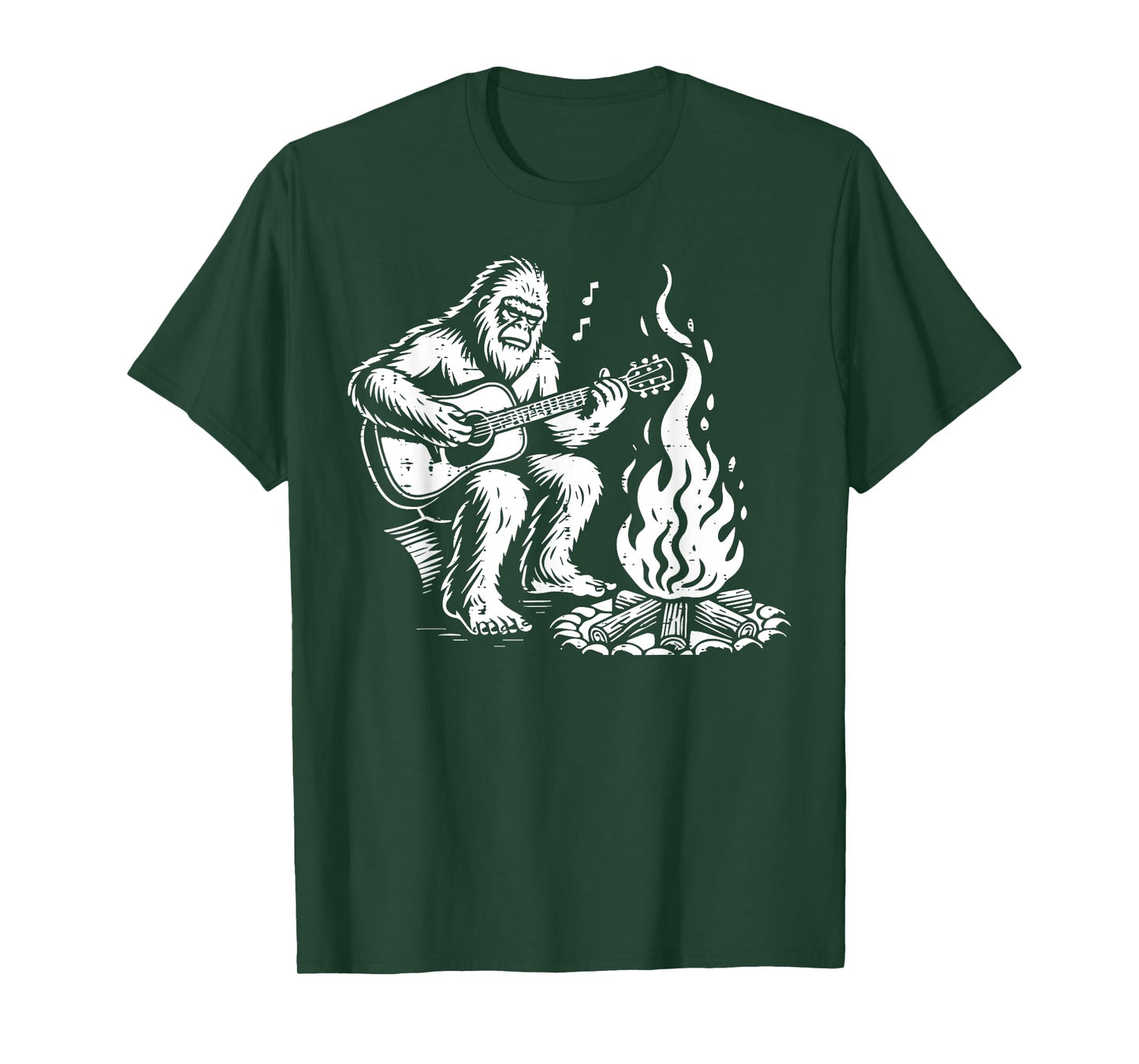 Bigfoot Sasquatch Guitar Campfire Camping Men Women Kids T-Shirt