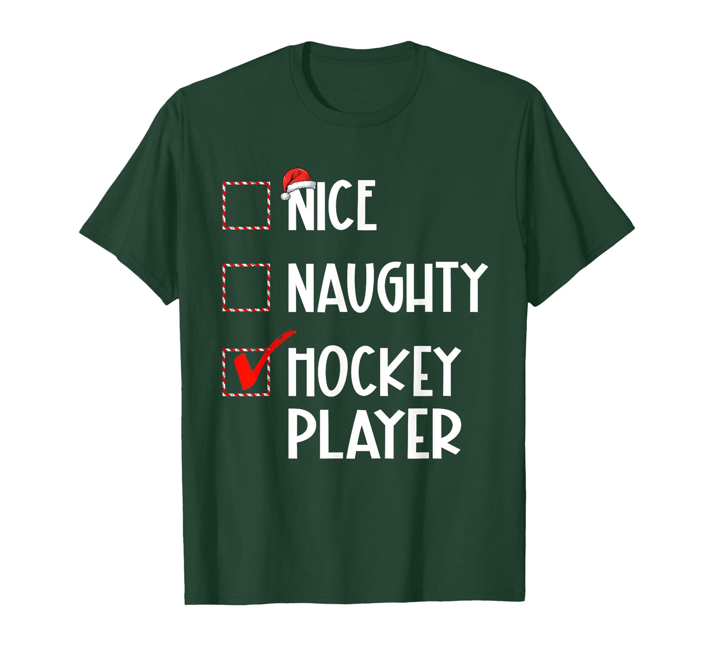 Nice Naughty Hockey Player List Christmas Santa Claus T-Shirt