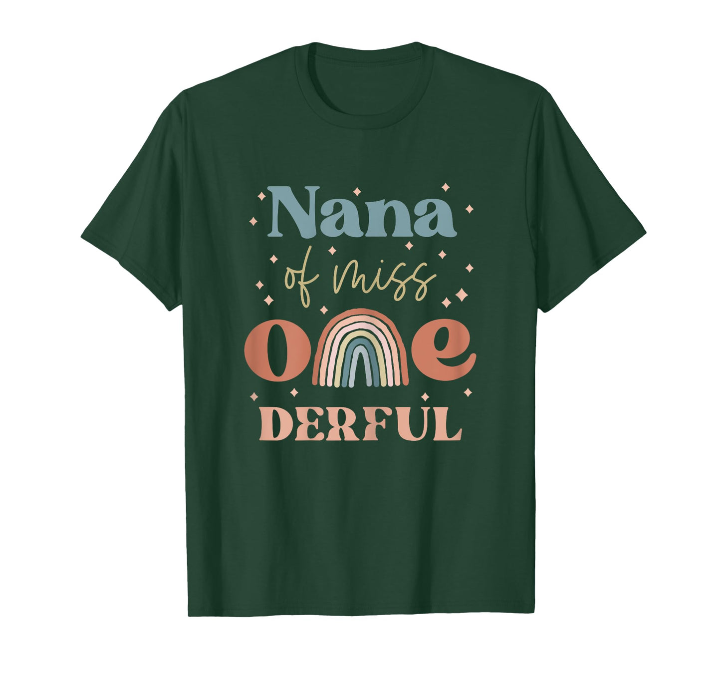 Nana of Miss Onederful Boho Rainbow Daughter First Birthday T-Shirt