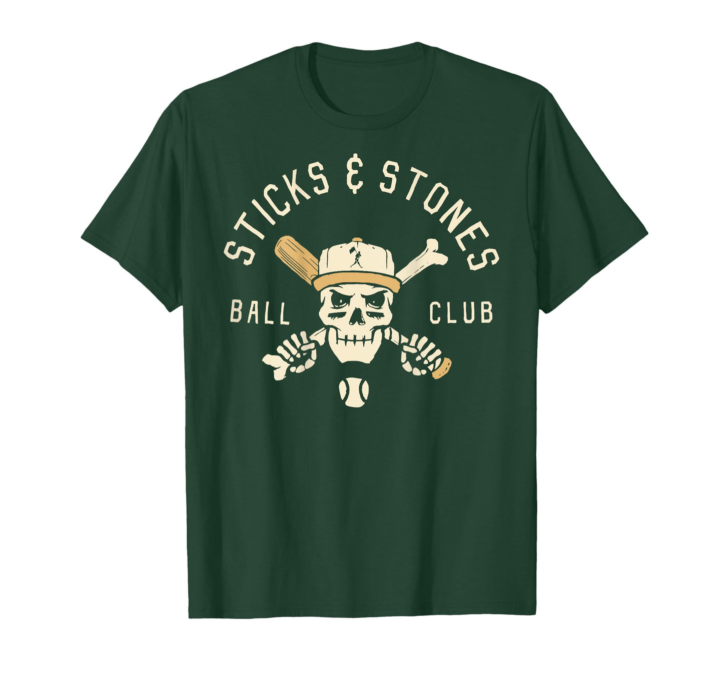 Sticks And Stones Ball Club Skull Baseball Player Baseball T-Shirt